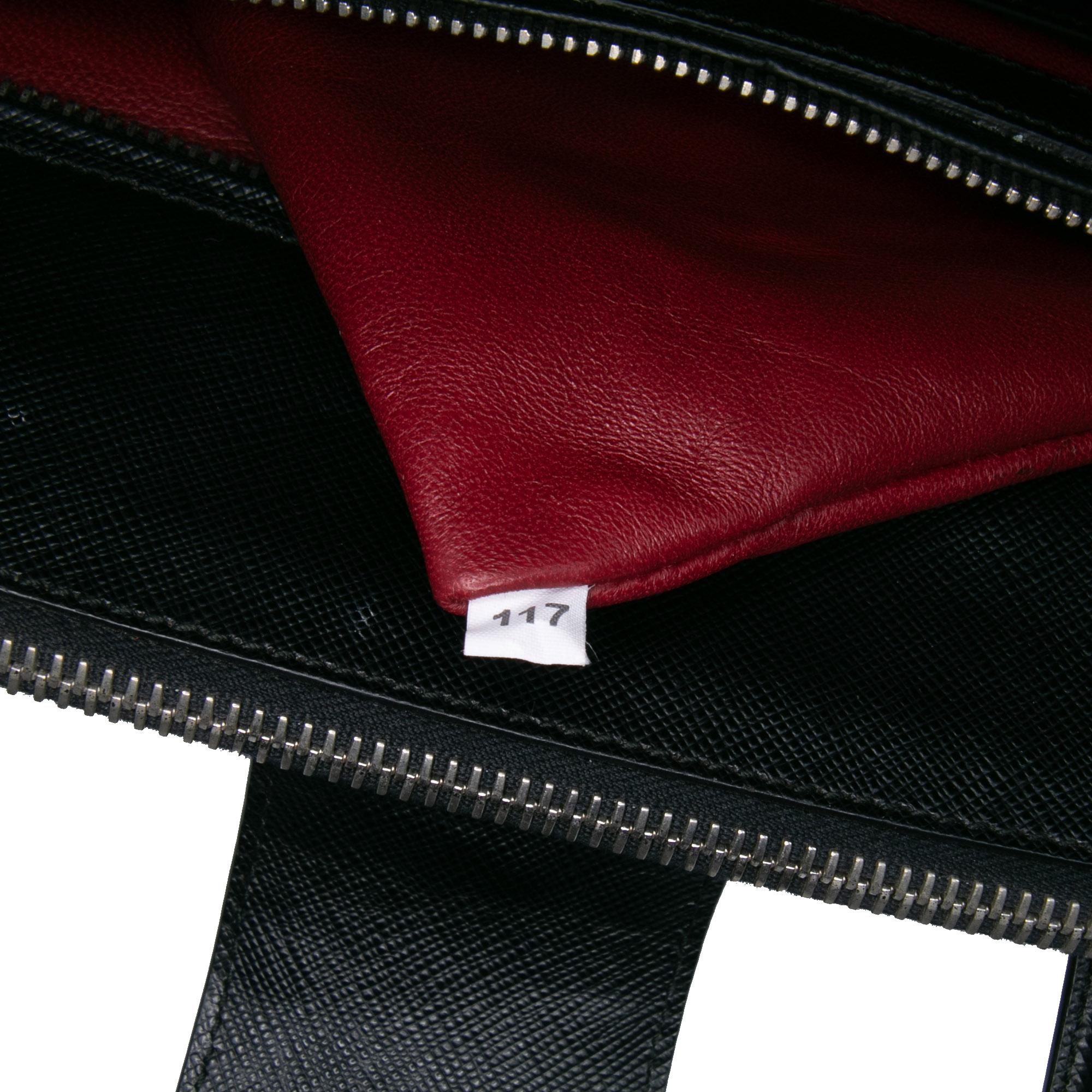 Prada Saffiano Turnlock Double Zip Studded Tote