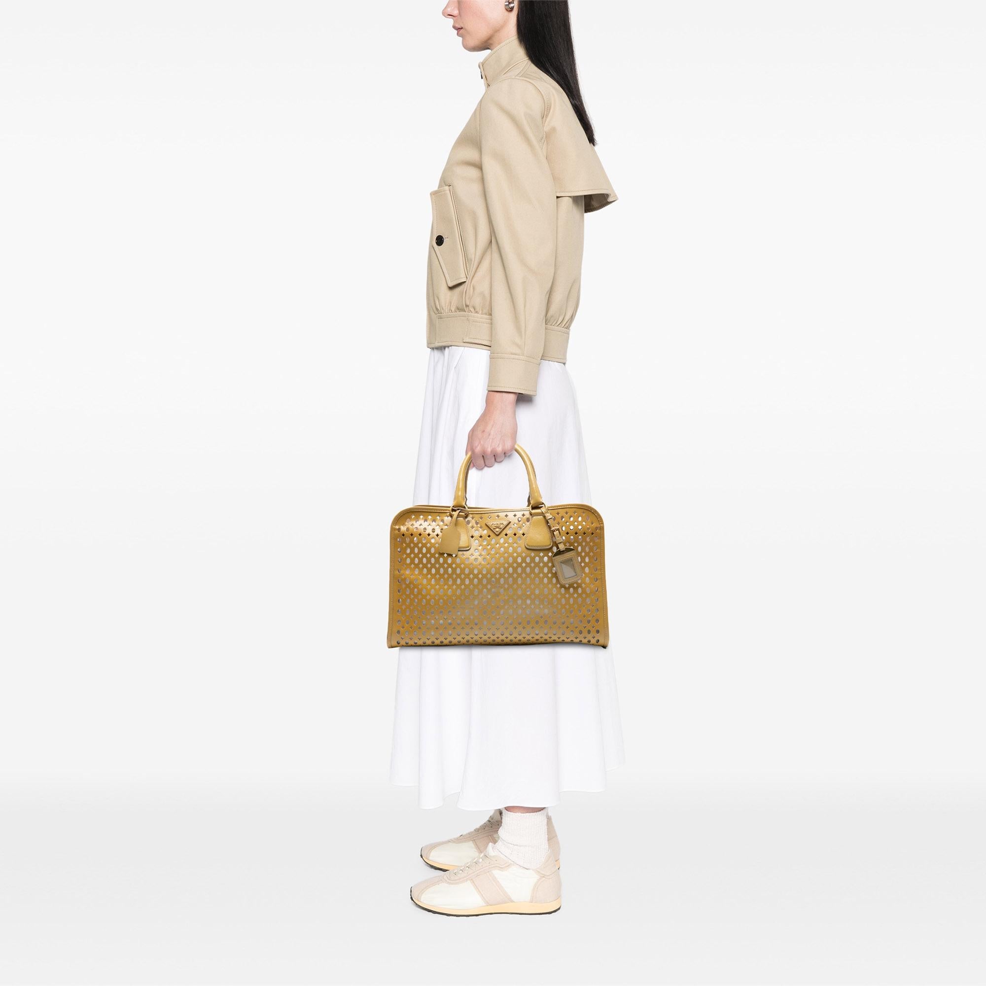 Prada Saffiano Vernice Fori Perforated Tote