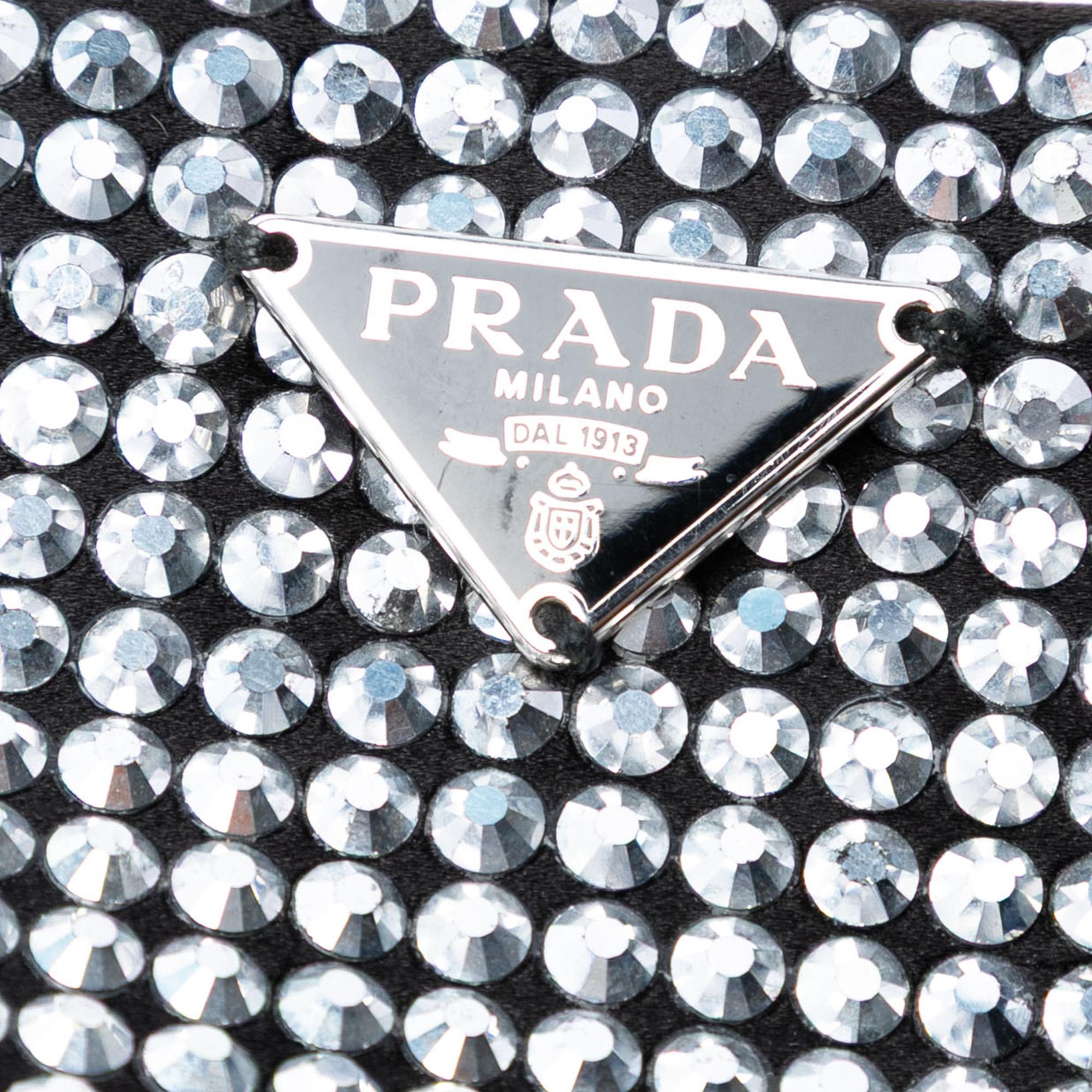 Prada Satin Crystal Embellished Chain Flat Tote
