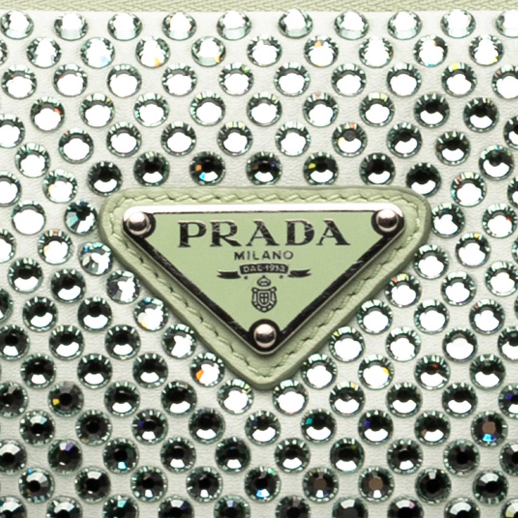 Prada Satin Crystal Embellished Triangle Pouch