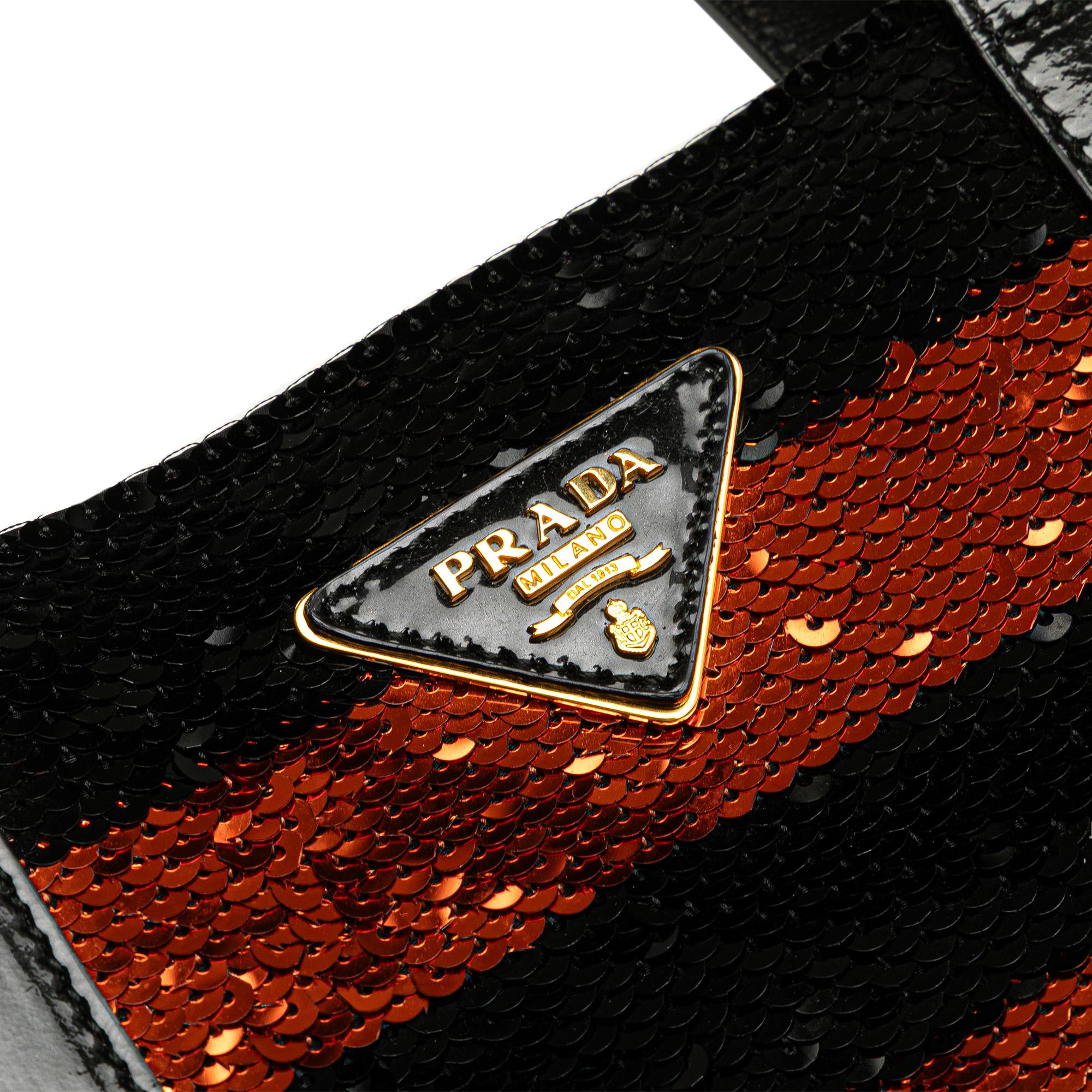 Prada Satin Sequin Stripes Tote