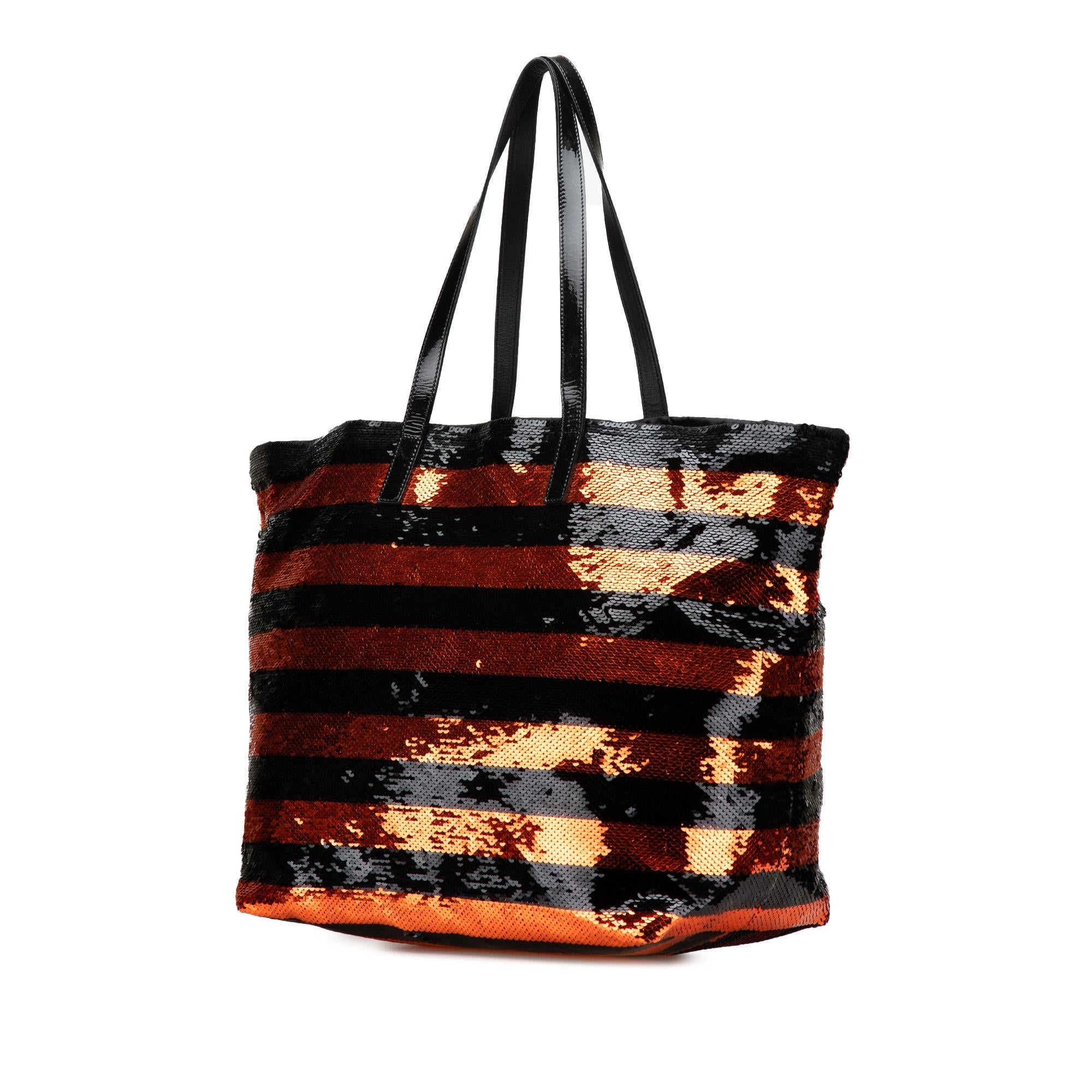 Prada Satin Sequin Stripes Tote