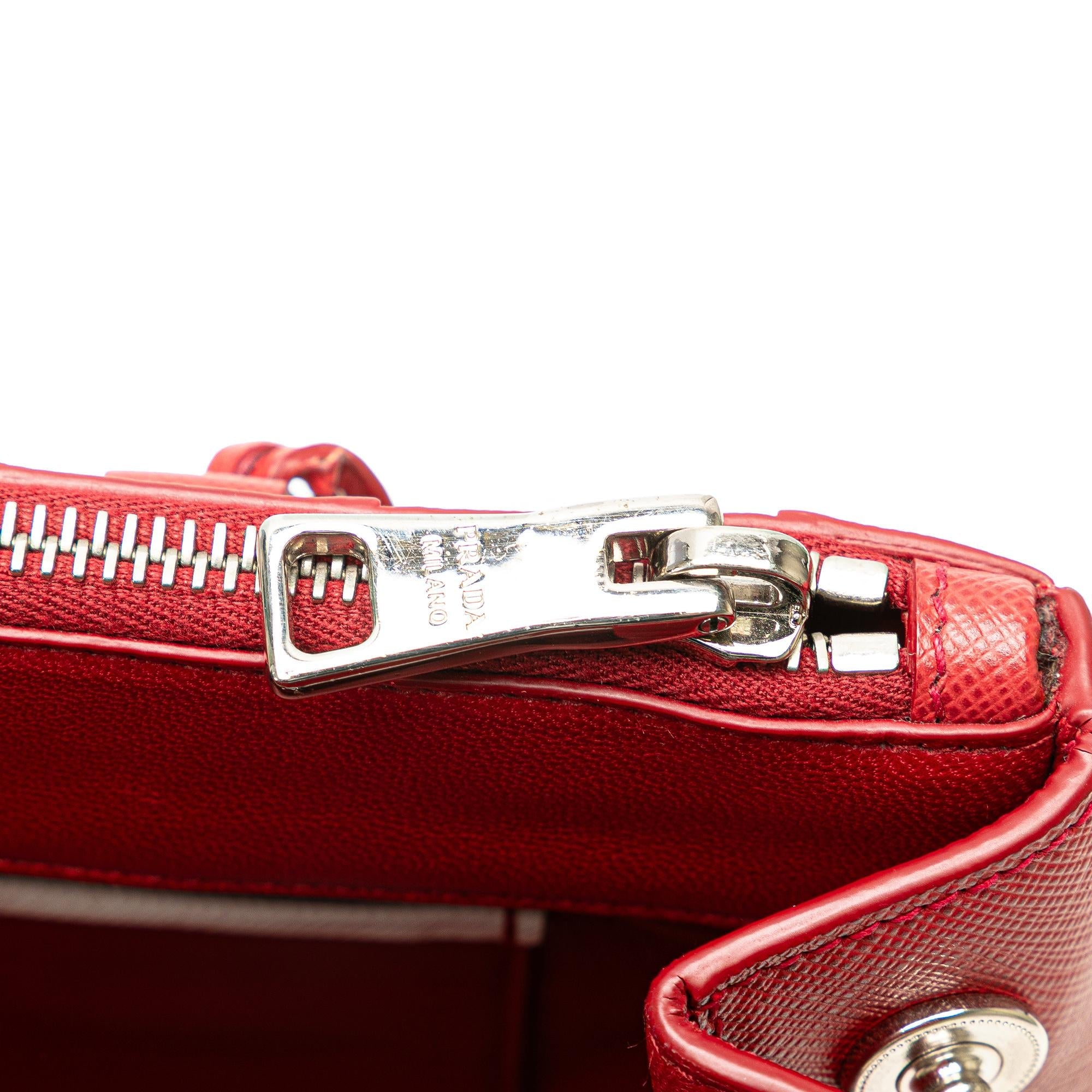 Prada Small Bicolor Saffiano Galleria Double Zip Satchel