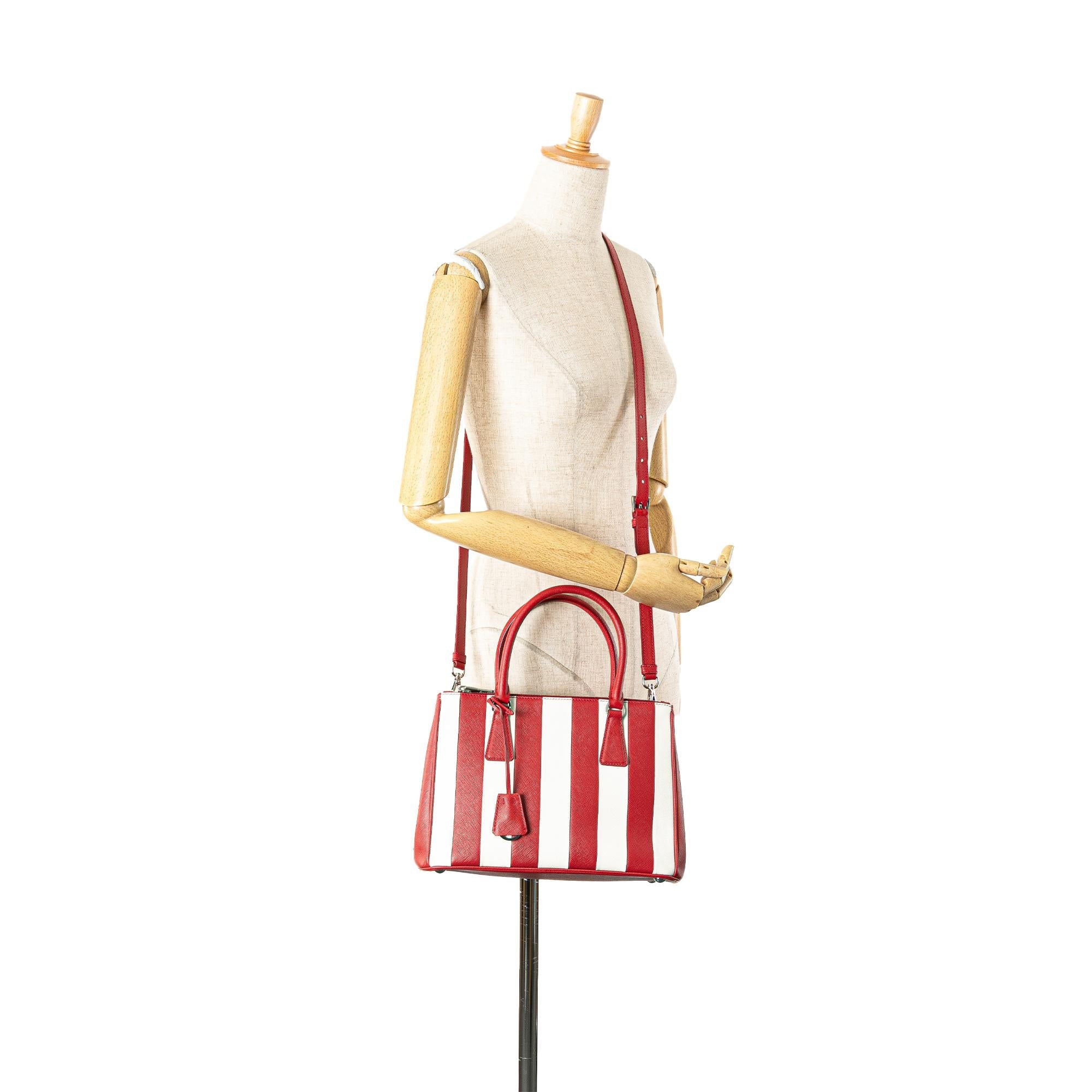 Prada Small Bicolor Saffiano Galleria Double Zip Satchel
