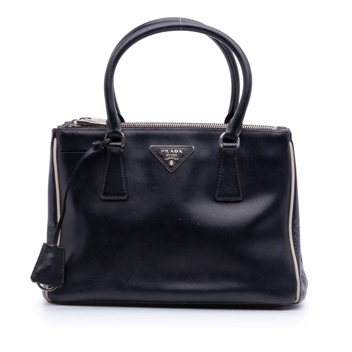 Prada Small Bicolor Saffiano Lux Galleria Double Zip Satchel