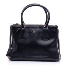 Prada Small Bicolor Saffiano Lux Galleria Double Zip Satchel