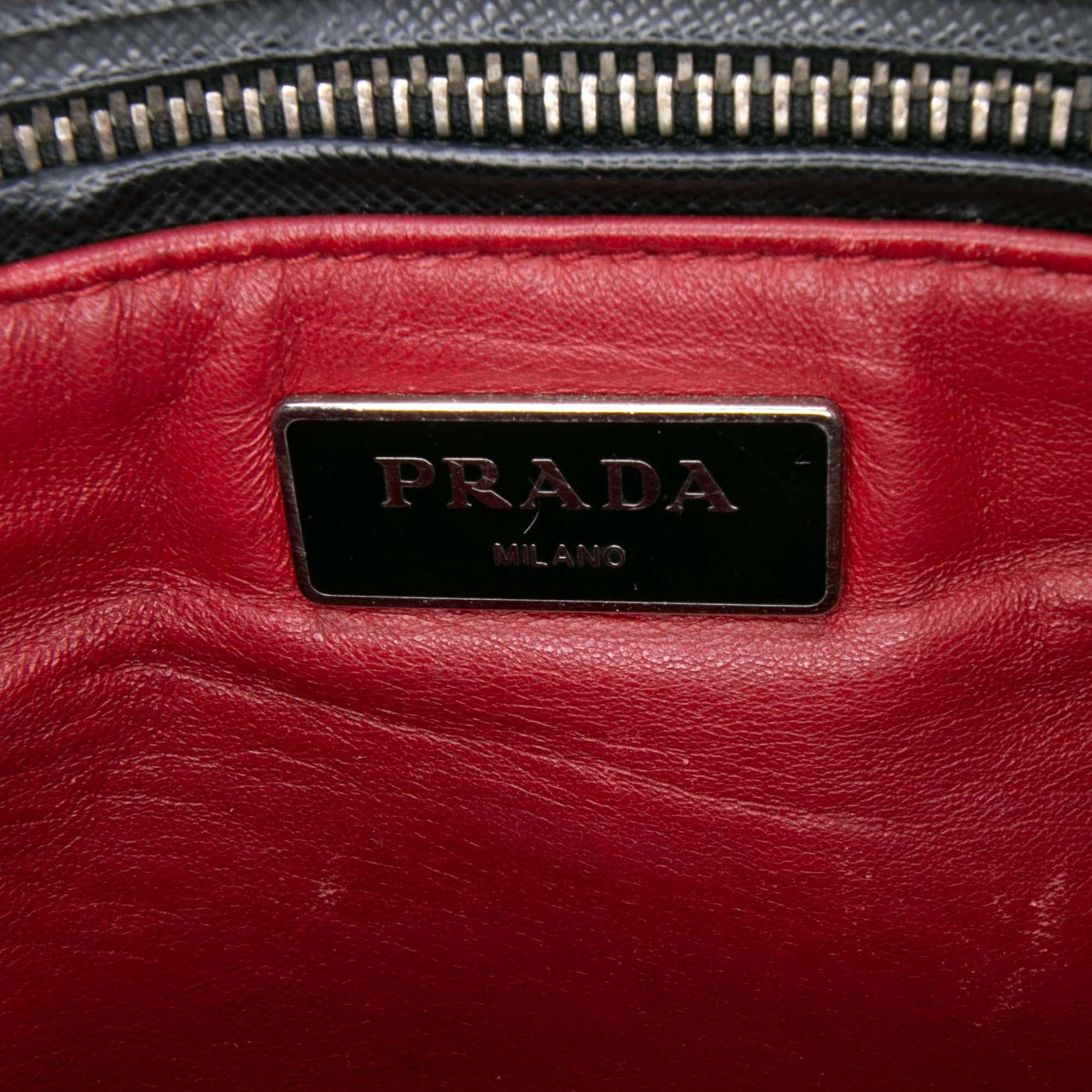 Prada Small Bicolor Saffiano Lux Galleria Double Zip Satchel
