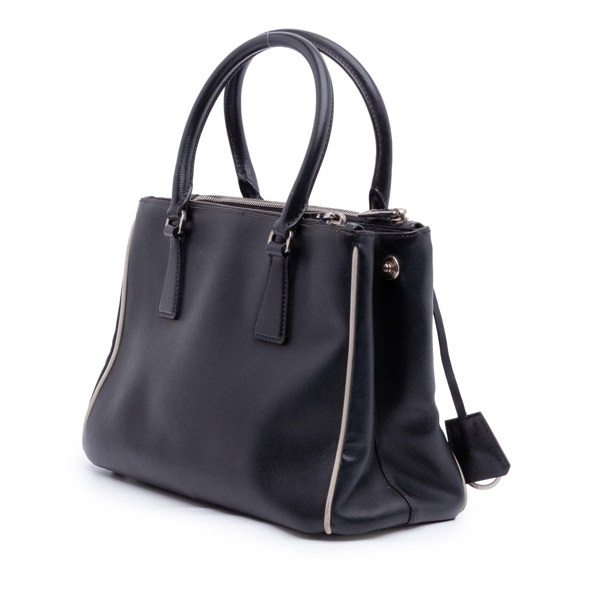 Prada Small Bicolor Saffiano Lux Galleria Double Zip Satchel