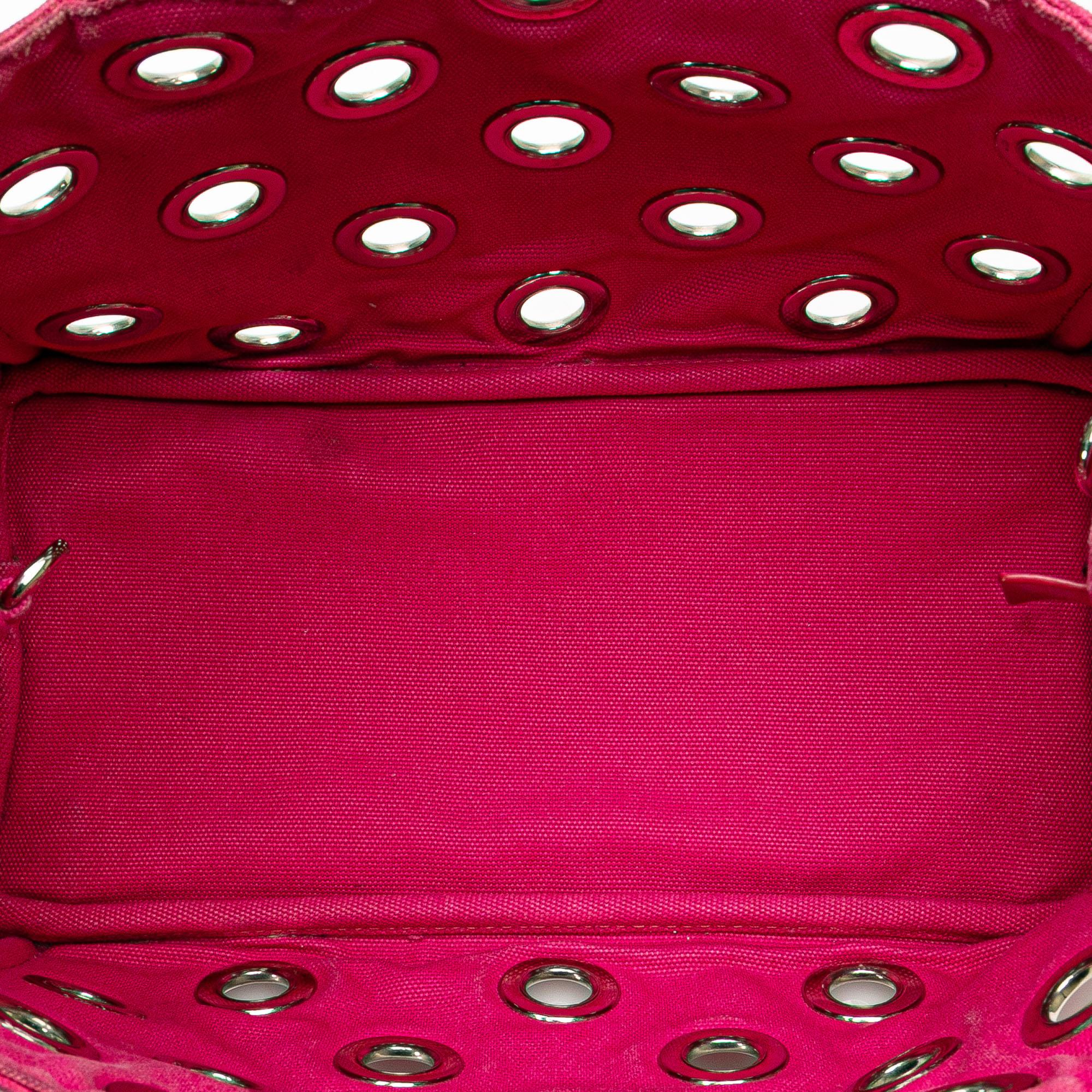 Prada Small Canvas Canapa Grommet Satchel