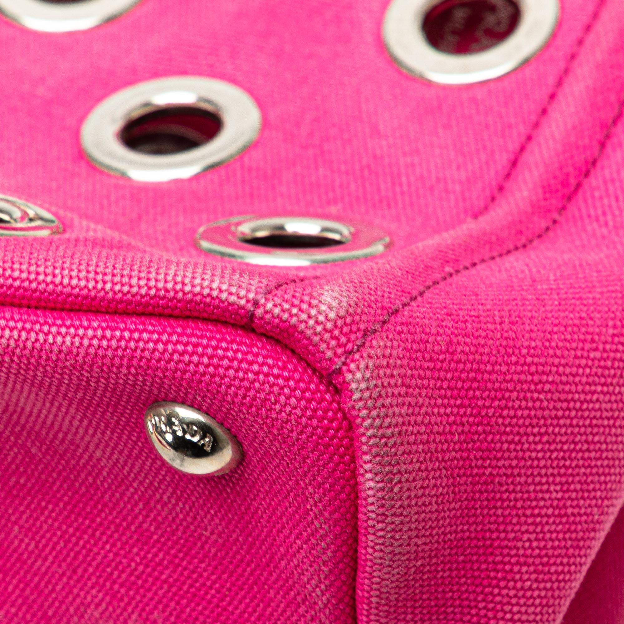 Prada Small Canvas Canapa Grommet Satchel