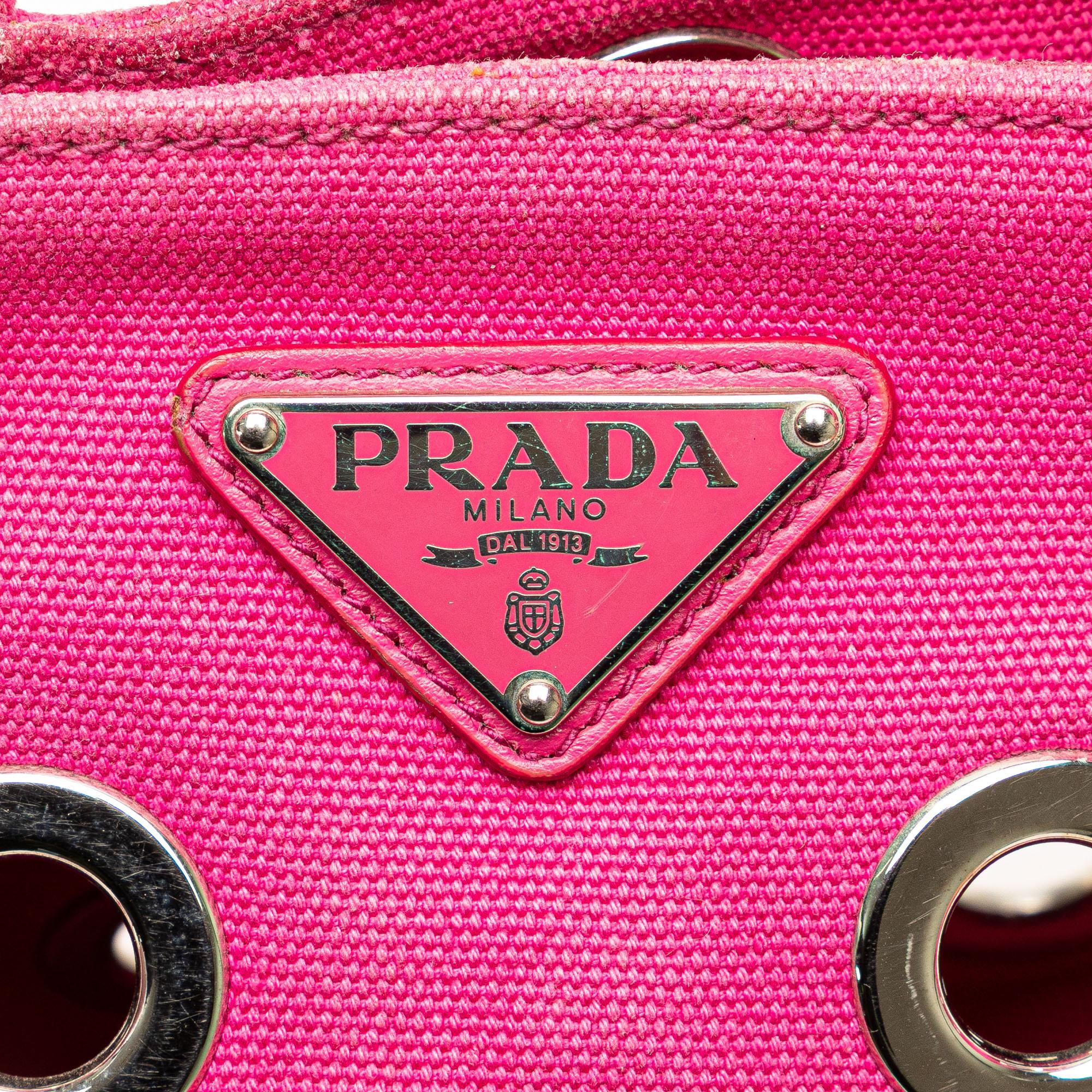 Prada Small Canvas Canapa Grommet Satchel