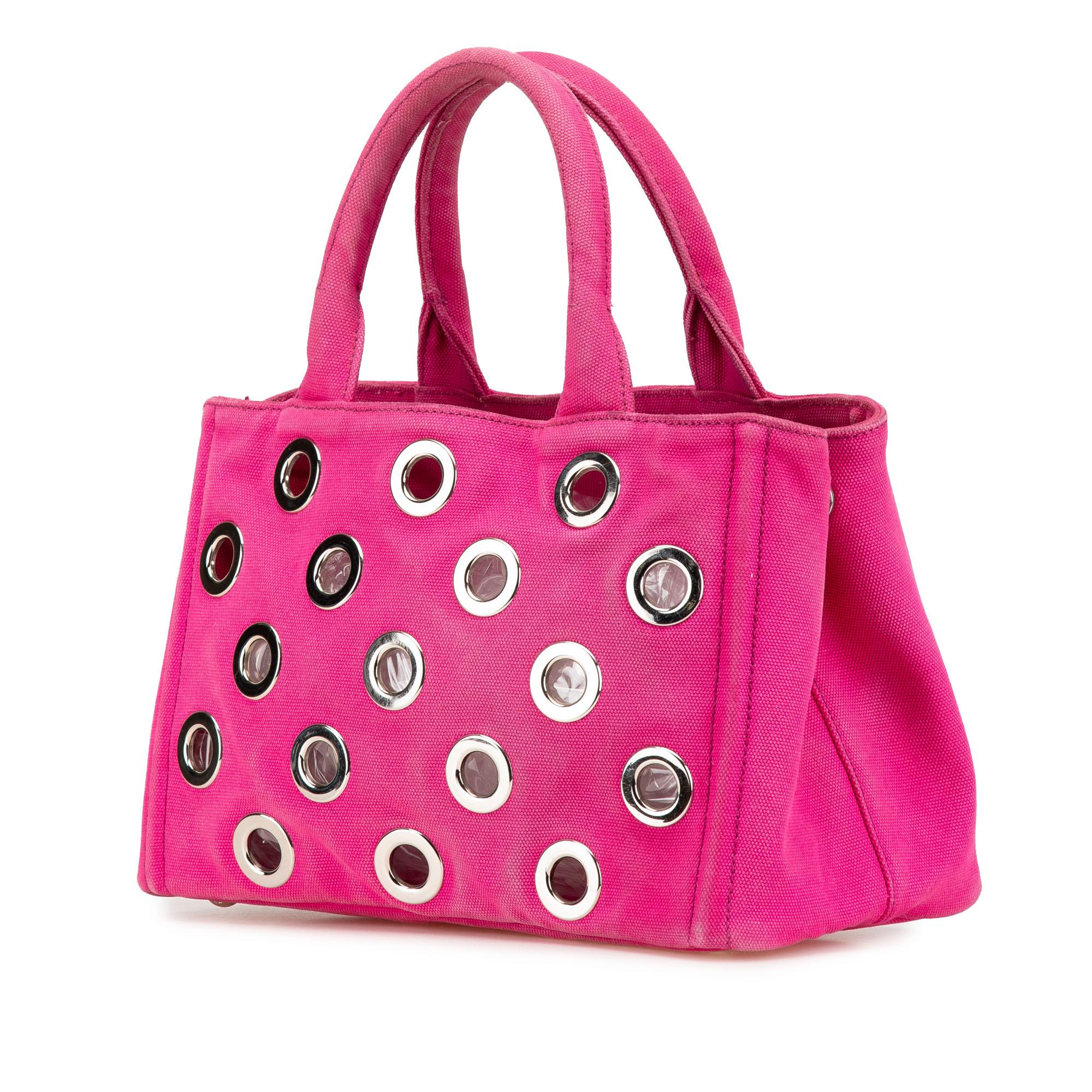 Prada Small Canvas Canapa Grommet Satchel