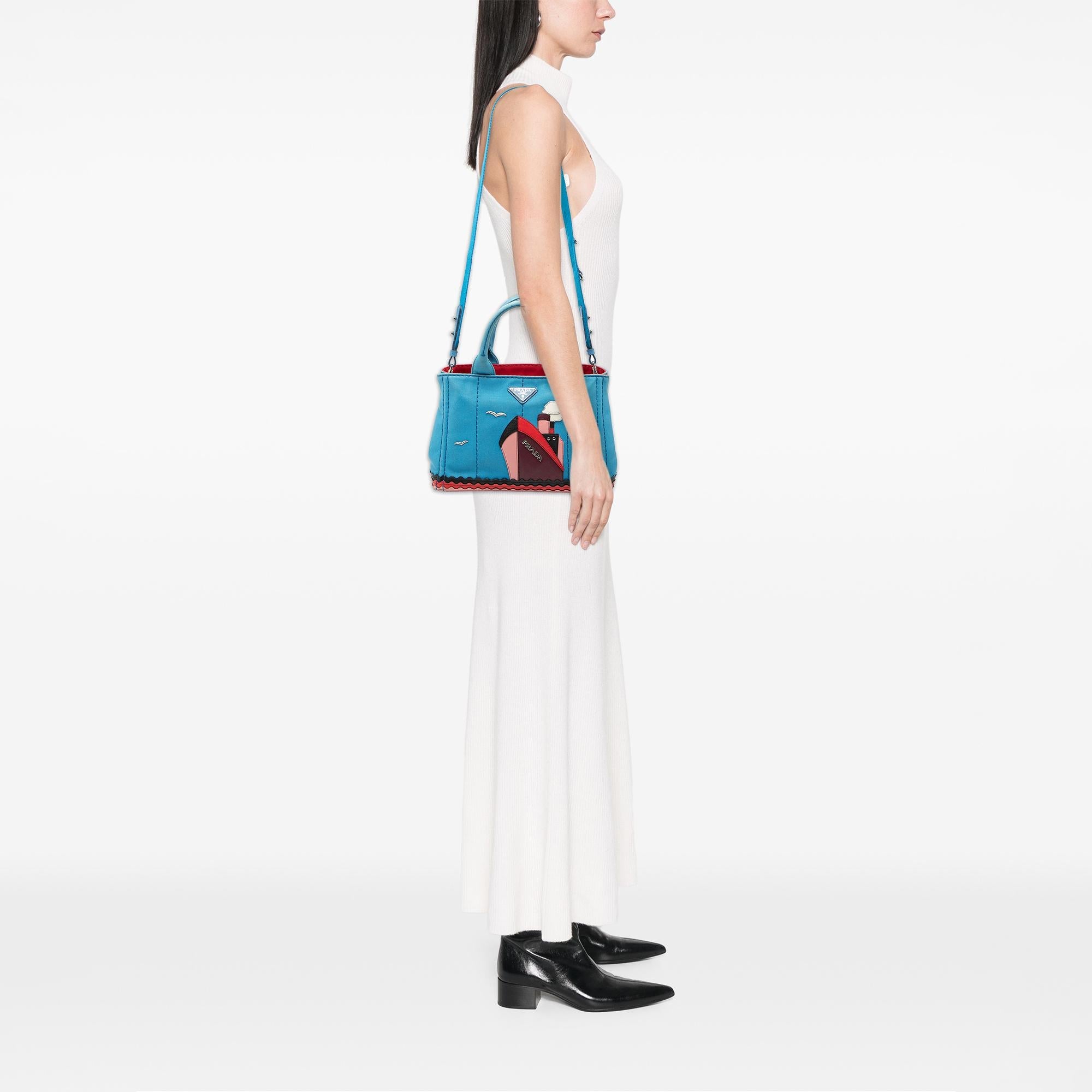 Prada Small Canvas Canapa Nautical Patch Satchel