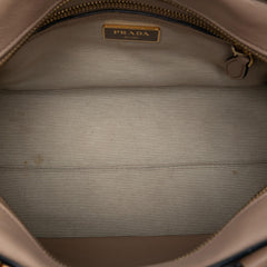 Prada Small City Calf Trimmed Saffiano Top Handle Bag