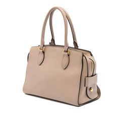 Prada Small City Calf Trimmed Saffiano Top Handle Bag