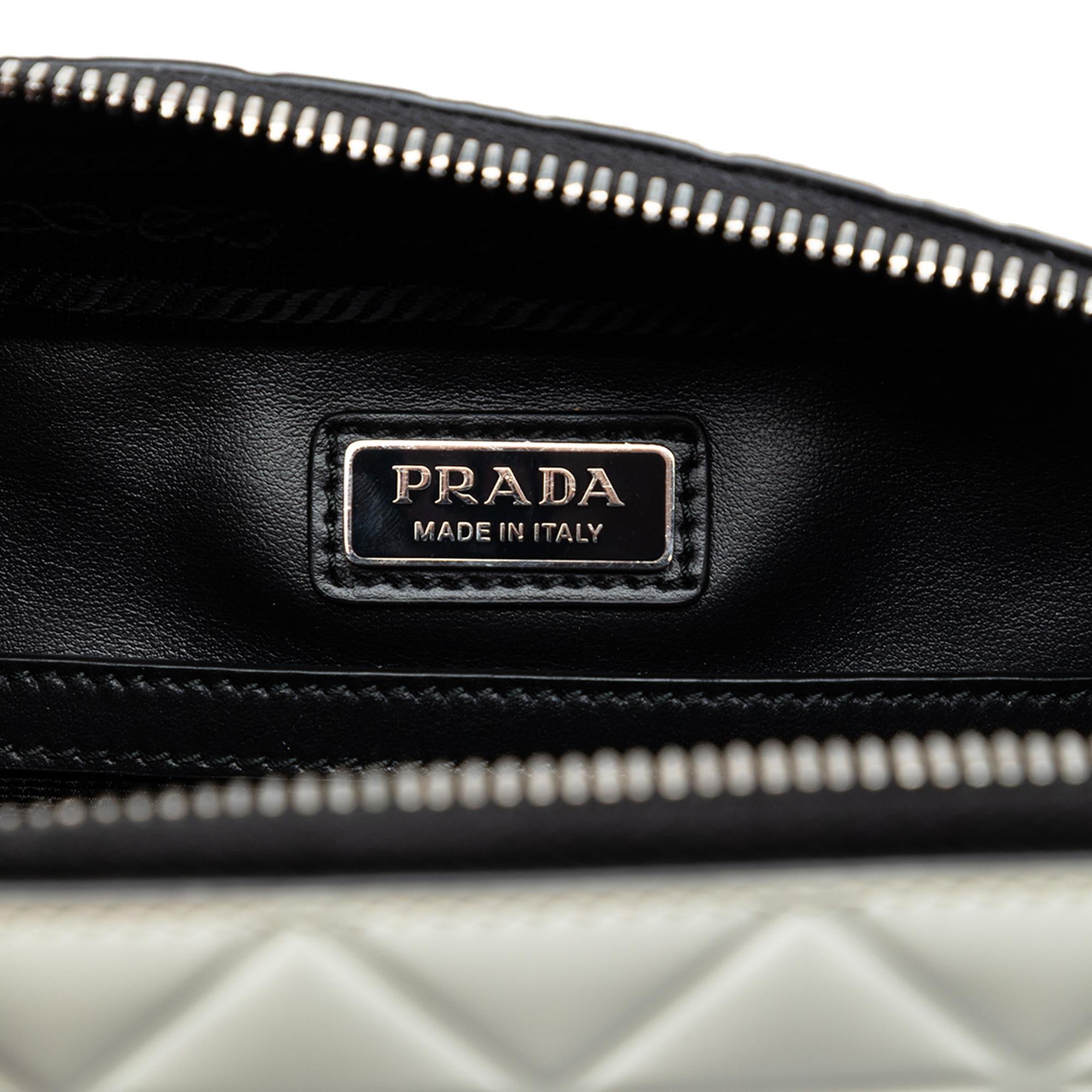 Prada Small Embossed Spazzolato Leather Brique Crossbody