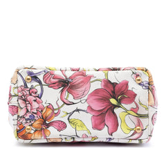 Prada Small Floral Printed Canvas Canapa Satchel