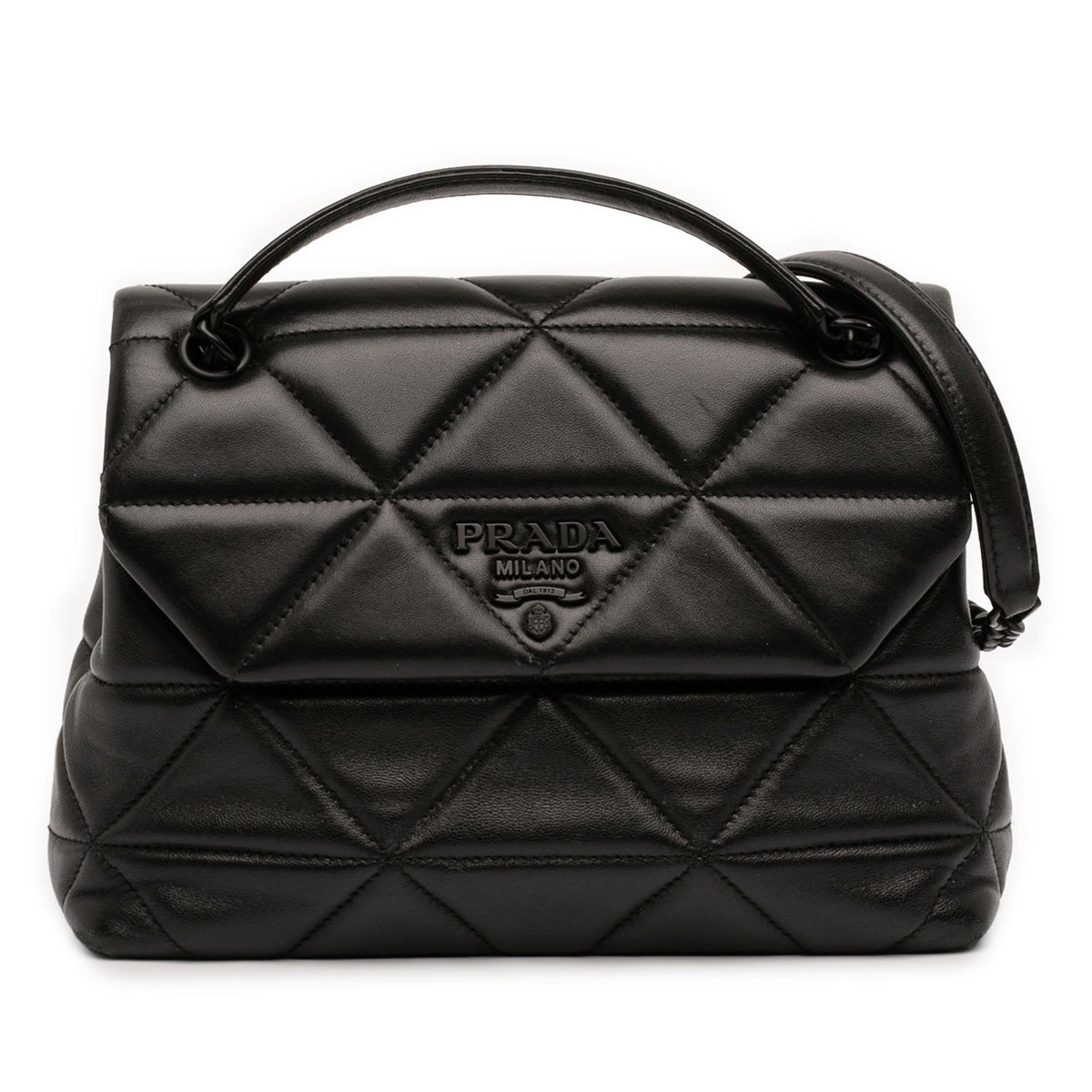 Prada Small Nappa Triangle Stitched Spectrum Flap
