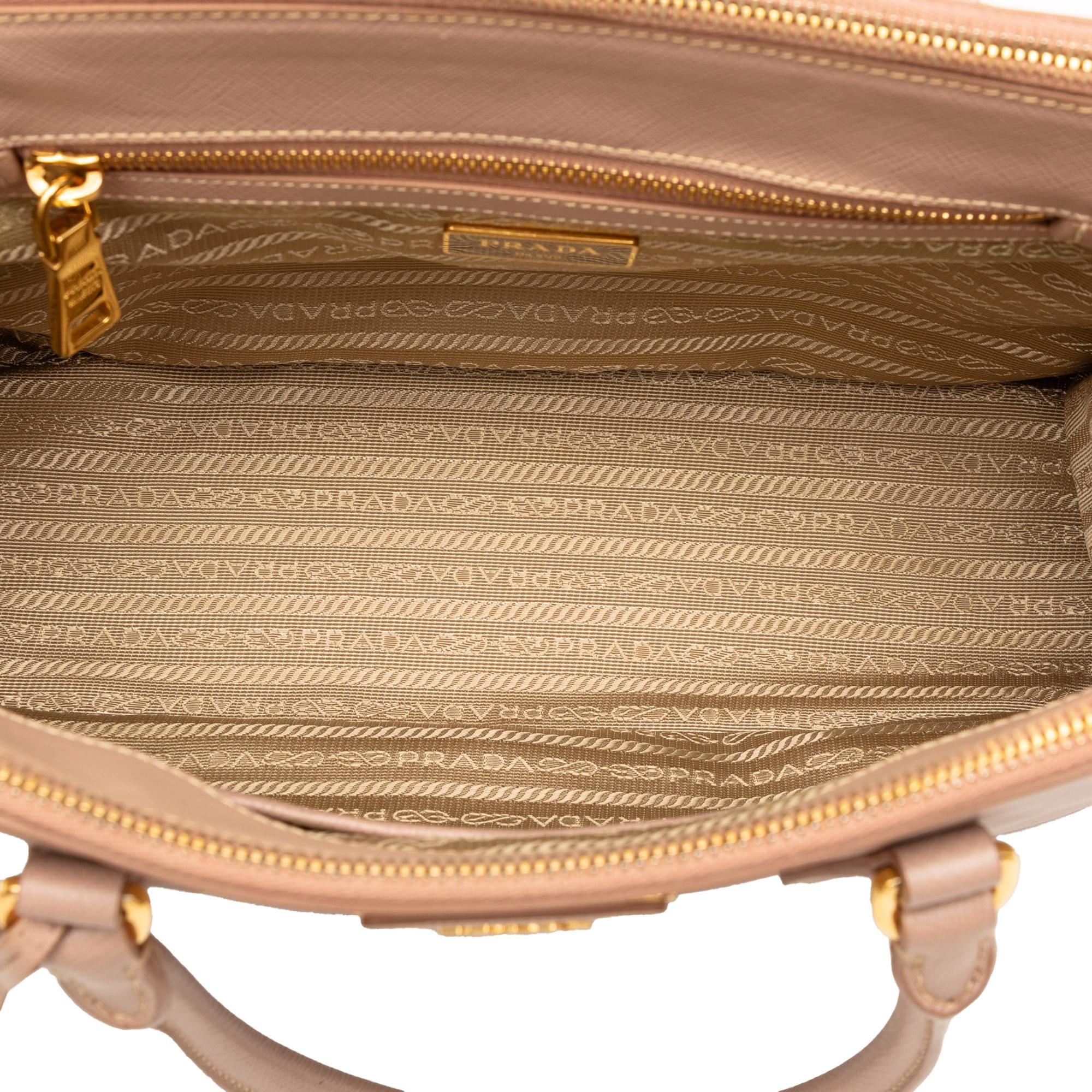 Prada Small Saffiano Lux Galleria Double Zip Tote