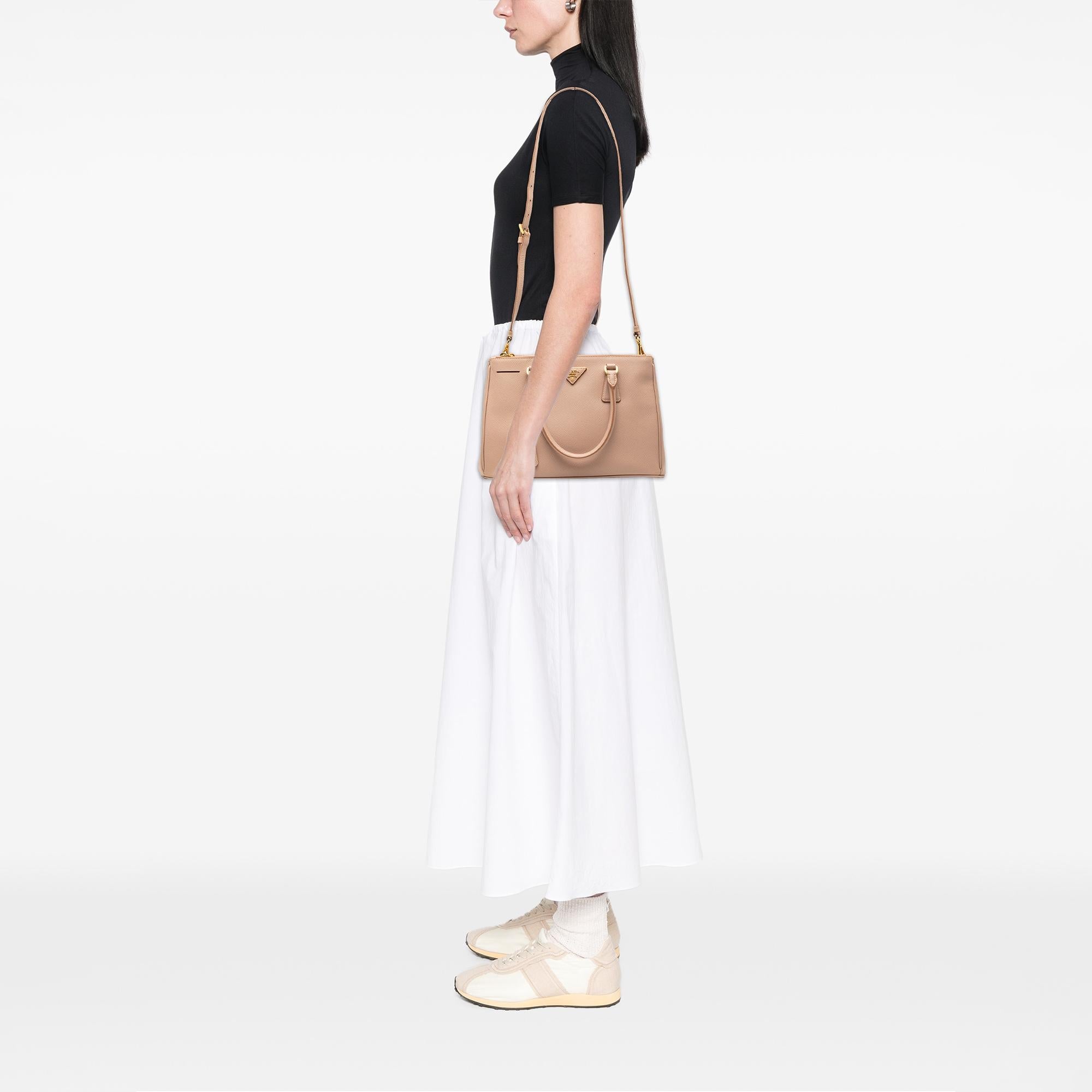 Prada Small Saffiano Lux Galleria Double Zip Tote