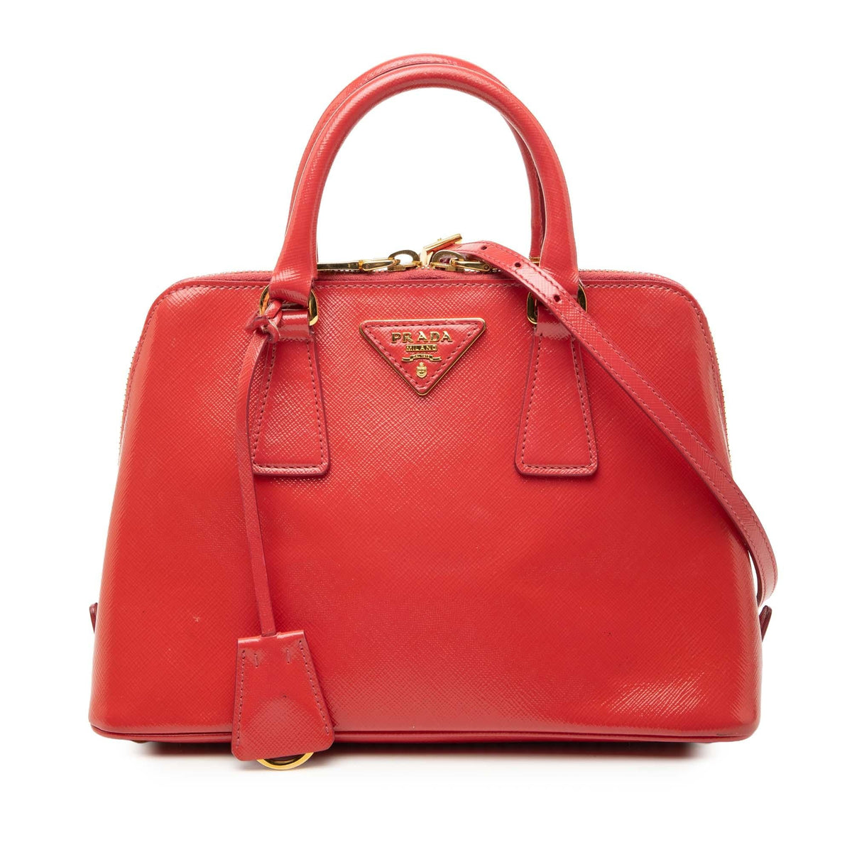 Prada Small Saffiano Vernice Promenade Satchel