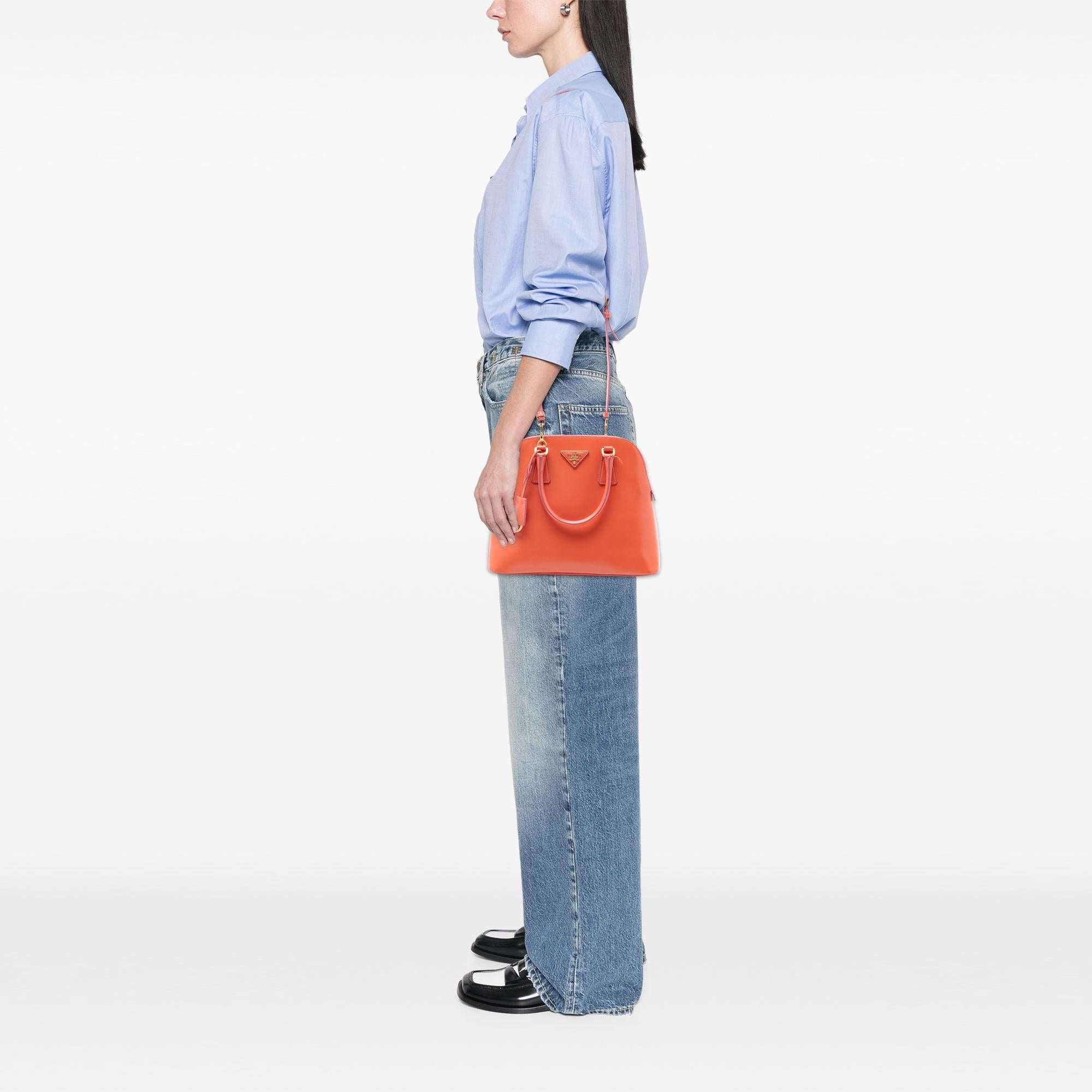 Prada Small Saffiano Vernice Promenade Satchel