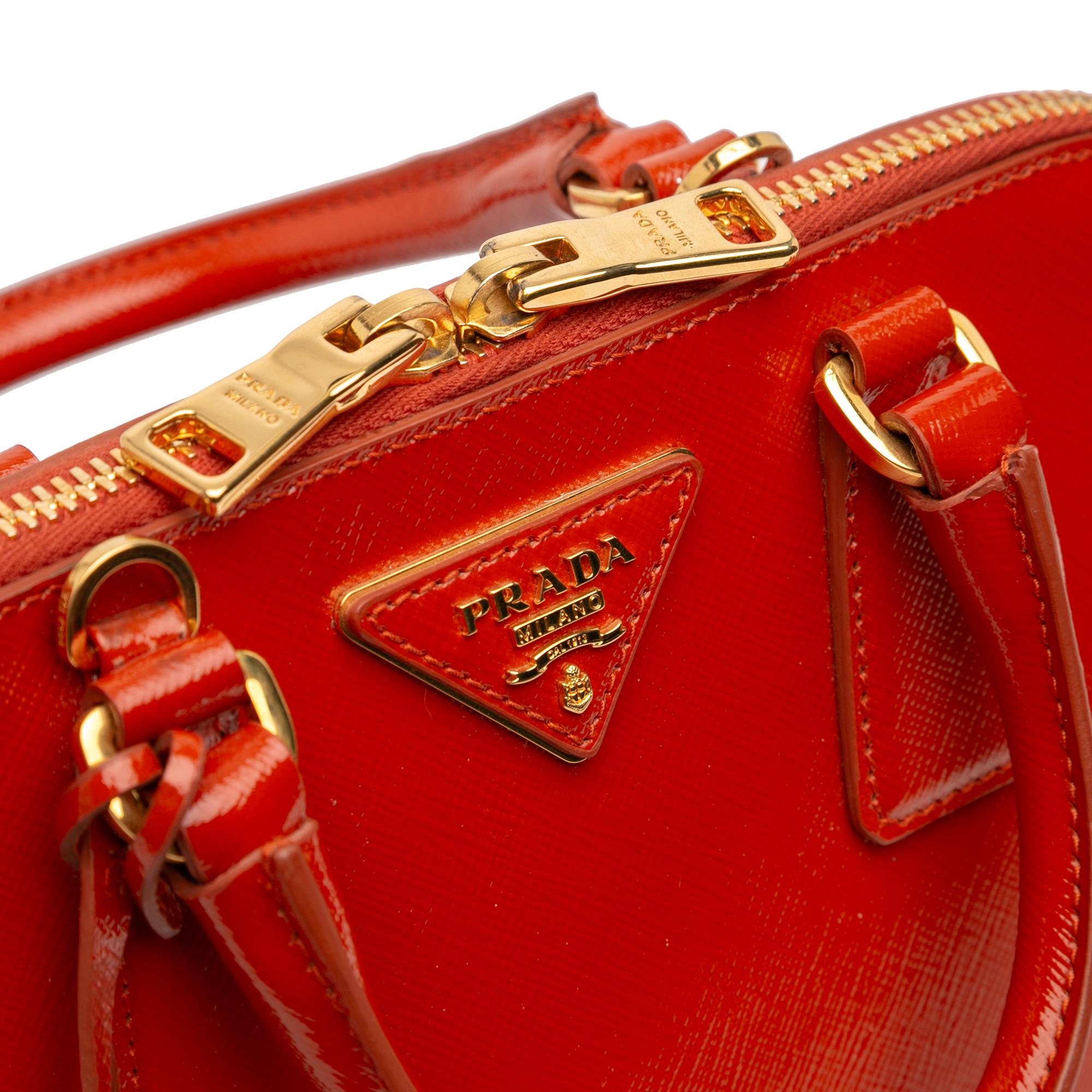 Prada Small Saffiano Vernice Promenade Satchel