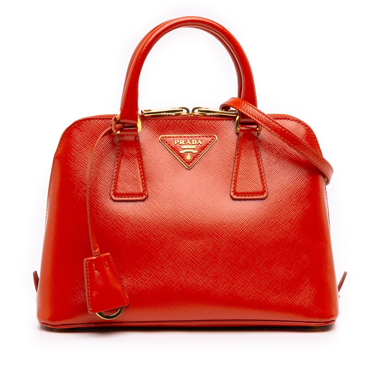 Prada Small Saffiano Vernice Promenade Satchel