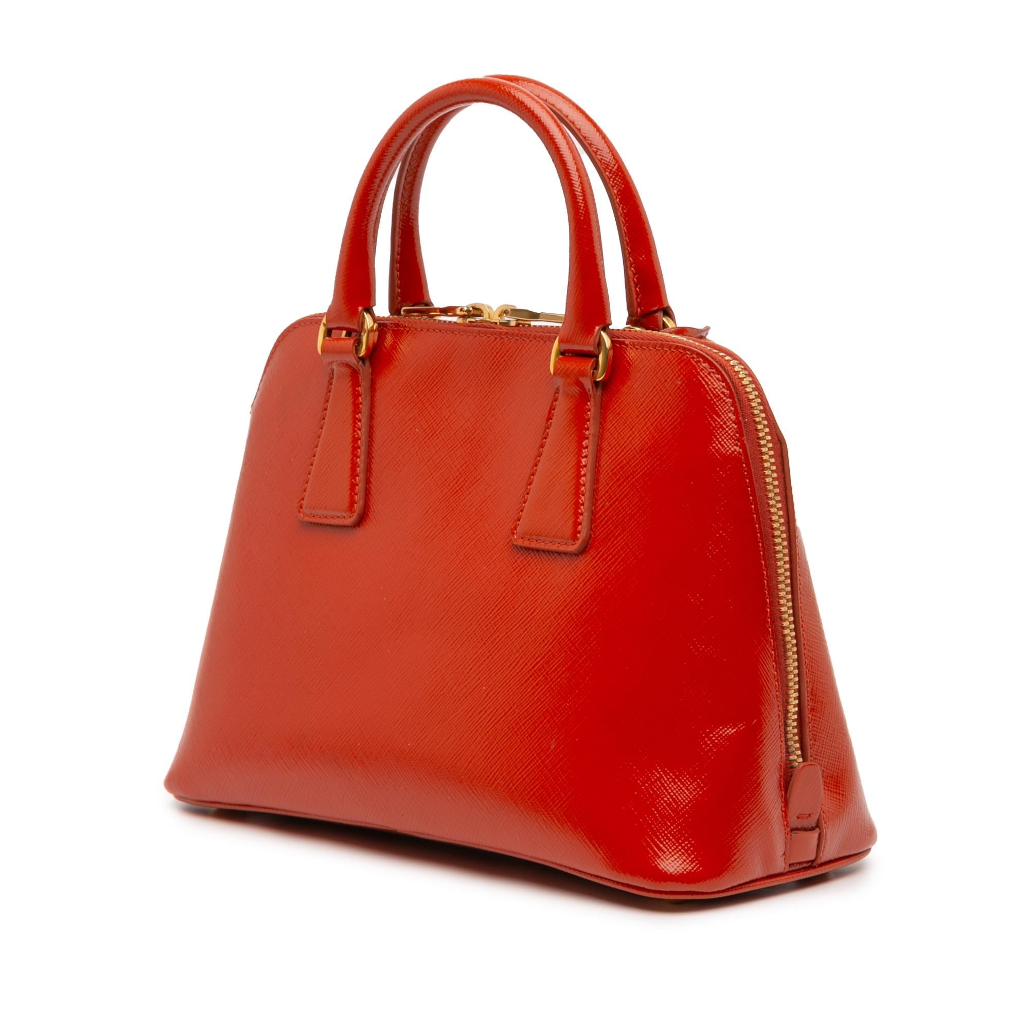 Prada Small Saffiano Vernice Promenade Satchel