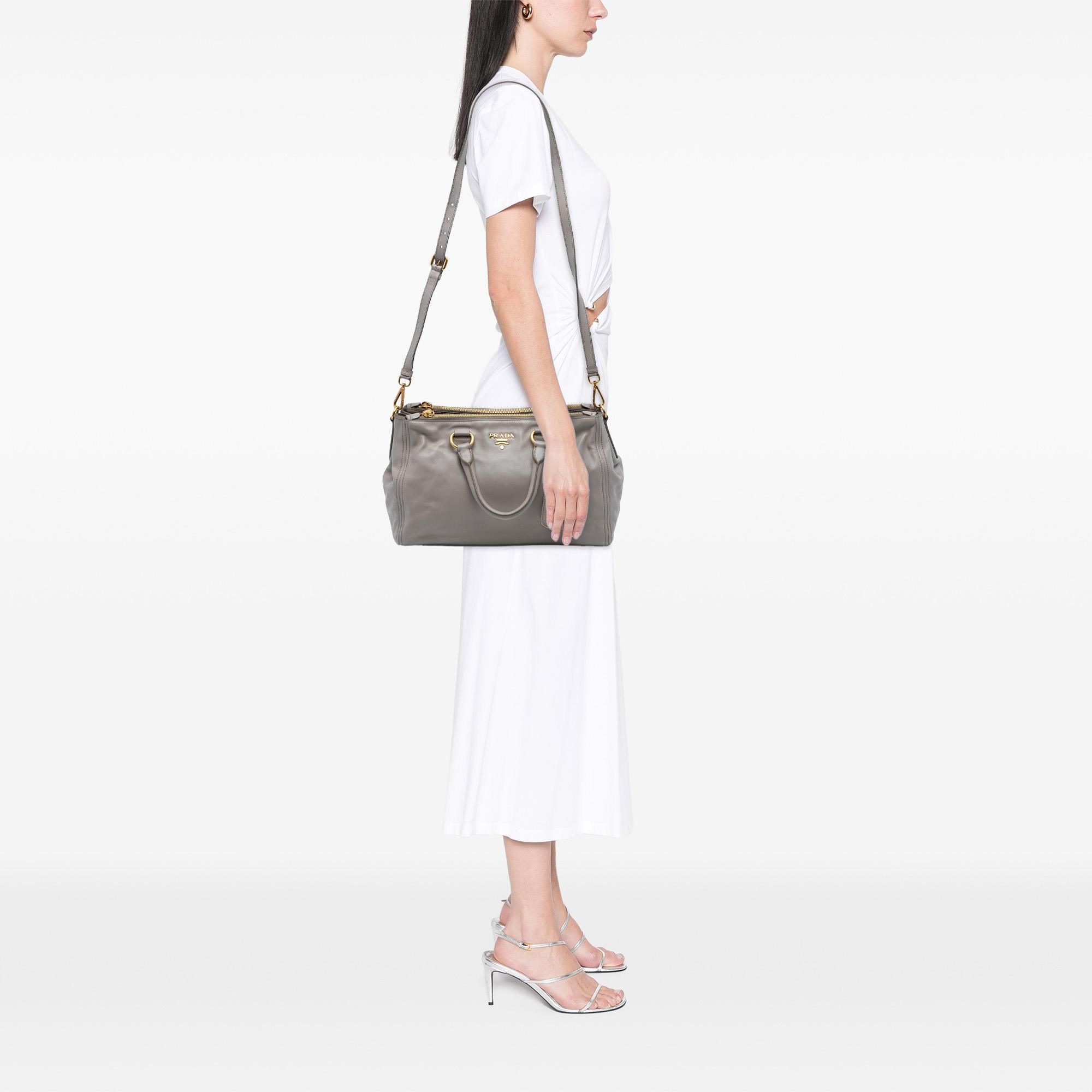 Prada Small Soft Calf Double Zip Satchel