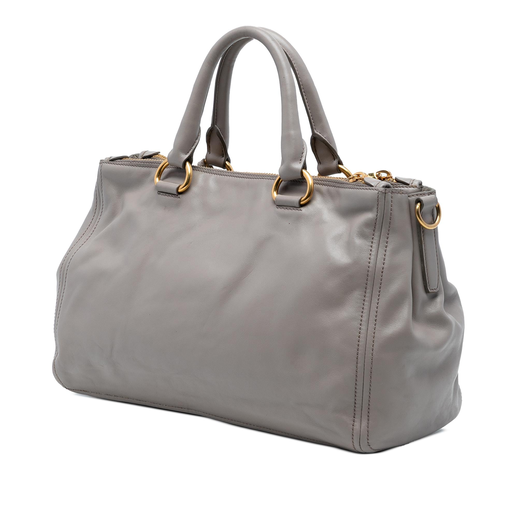 Prada Small Soft Calf Double Zip Satchel