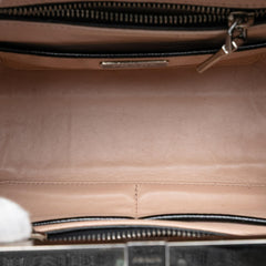 Prada Small Studded Saffiano Vernice Frame Top Handle Bag