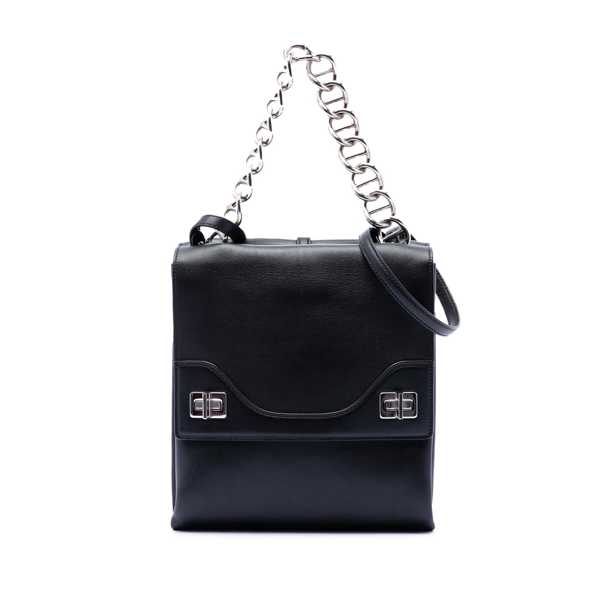 Prada Soft Calf Double Turnlock Satchel