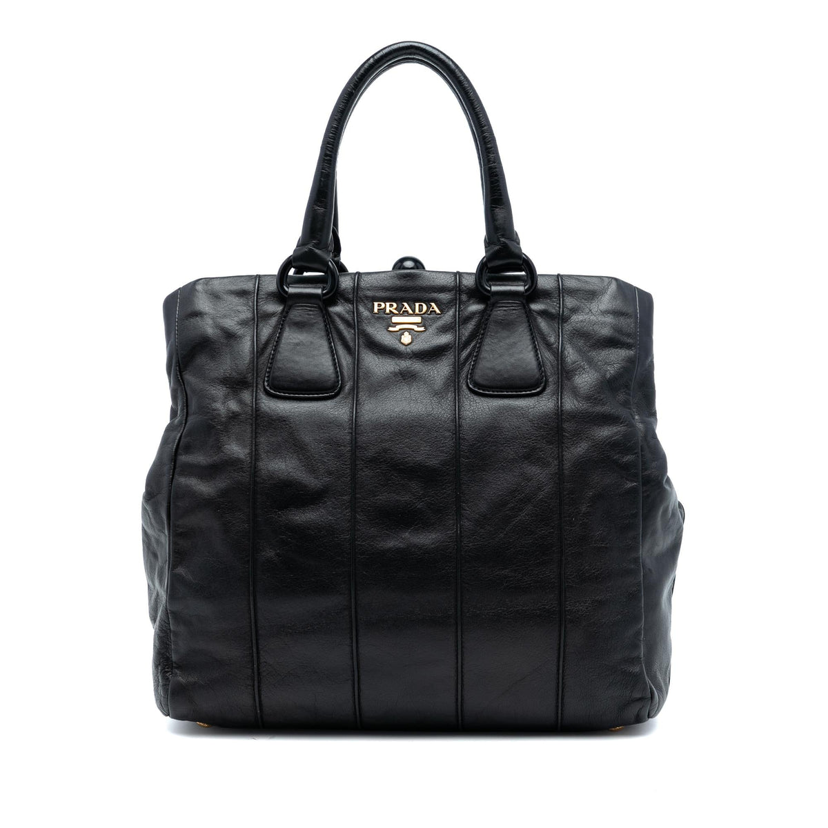 Prada Soft Calf Frame Top Handle Bag