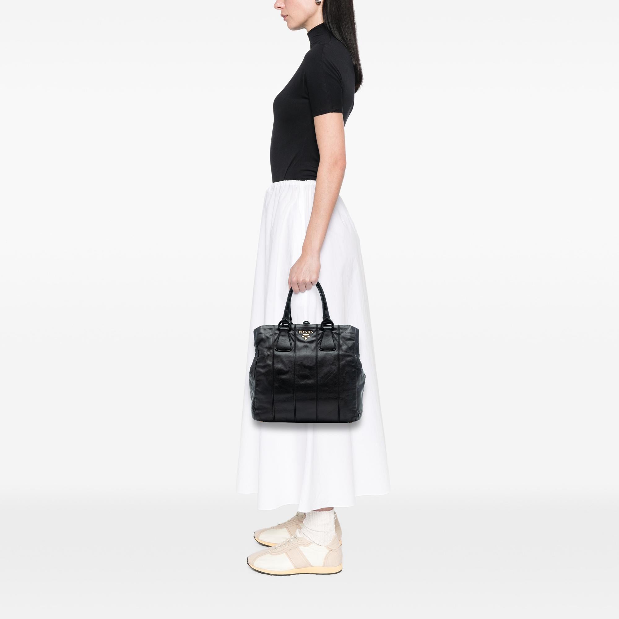 Prada Soft Calf Frame Top Handle Bag