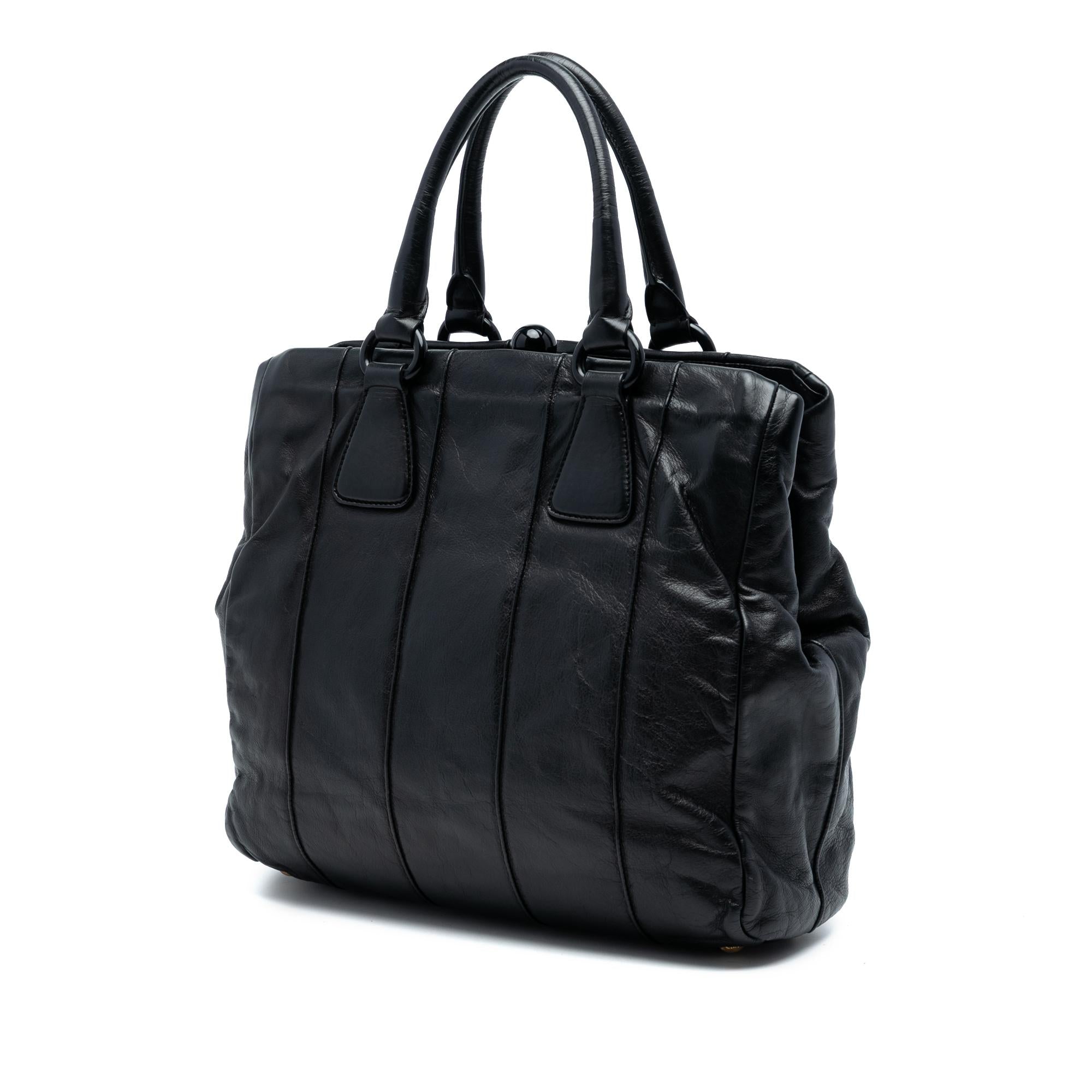 Prada Soft Calf Frame Top Handle Bag
