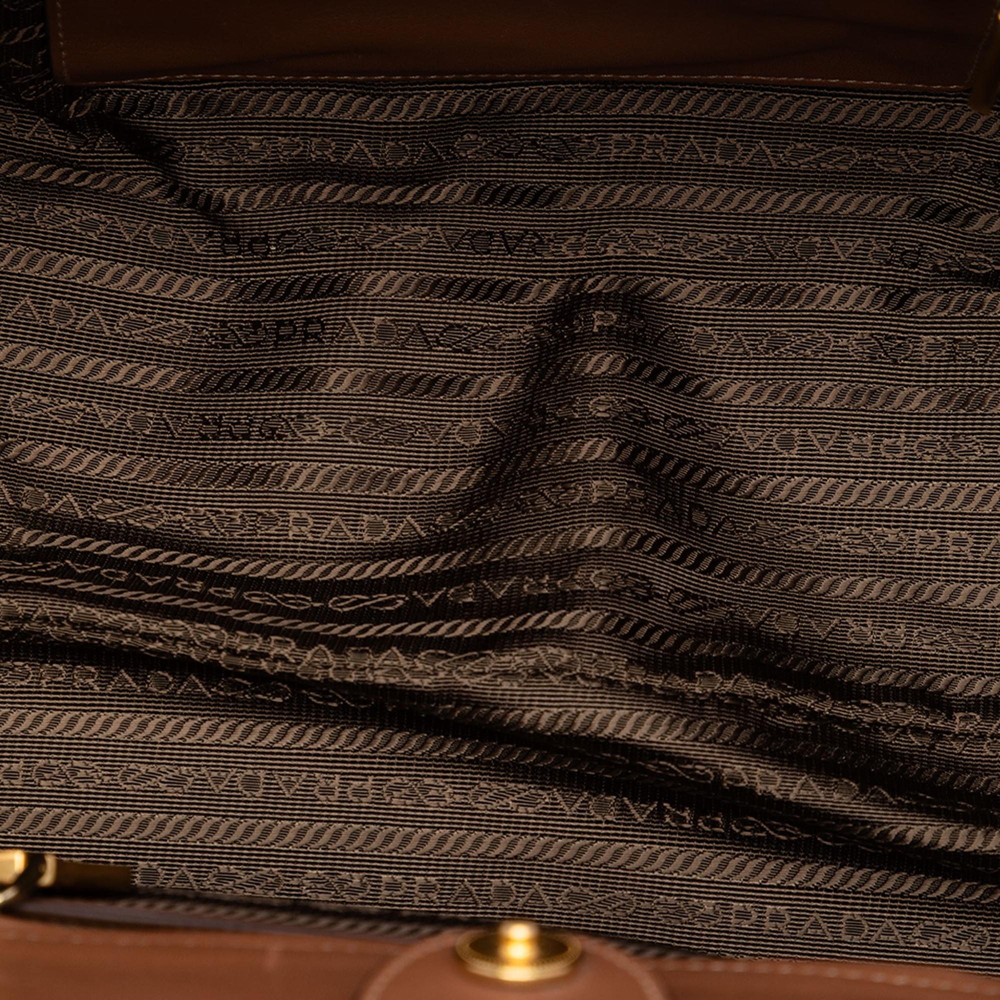 Prada Soft Calf Front Pocket Open Convertible Tote