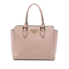 Prada Soft Calf Trimmed Saffiano Lux Open Convertible Tote