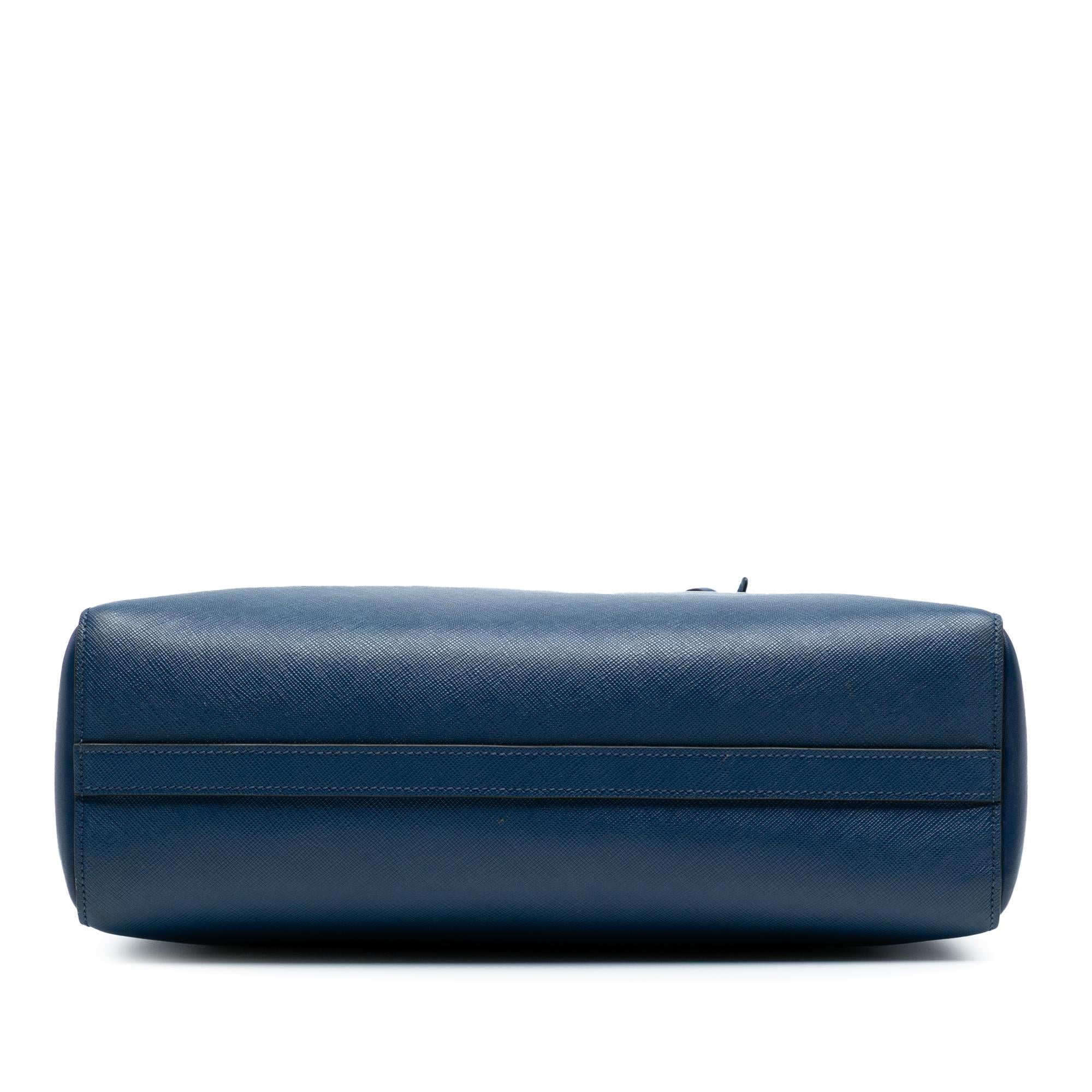 Prada Soft Calf Trimmed Saffiano Zippered Convertible Tote
