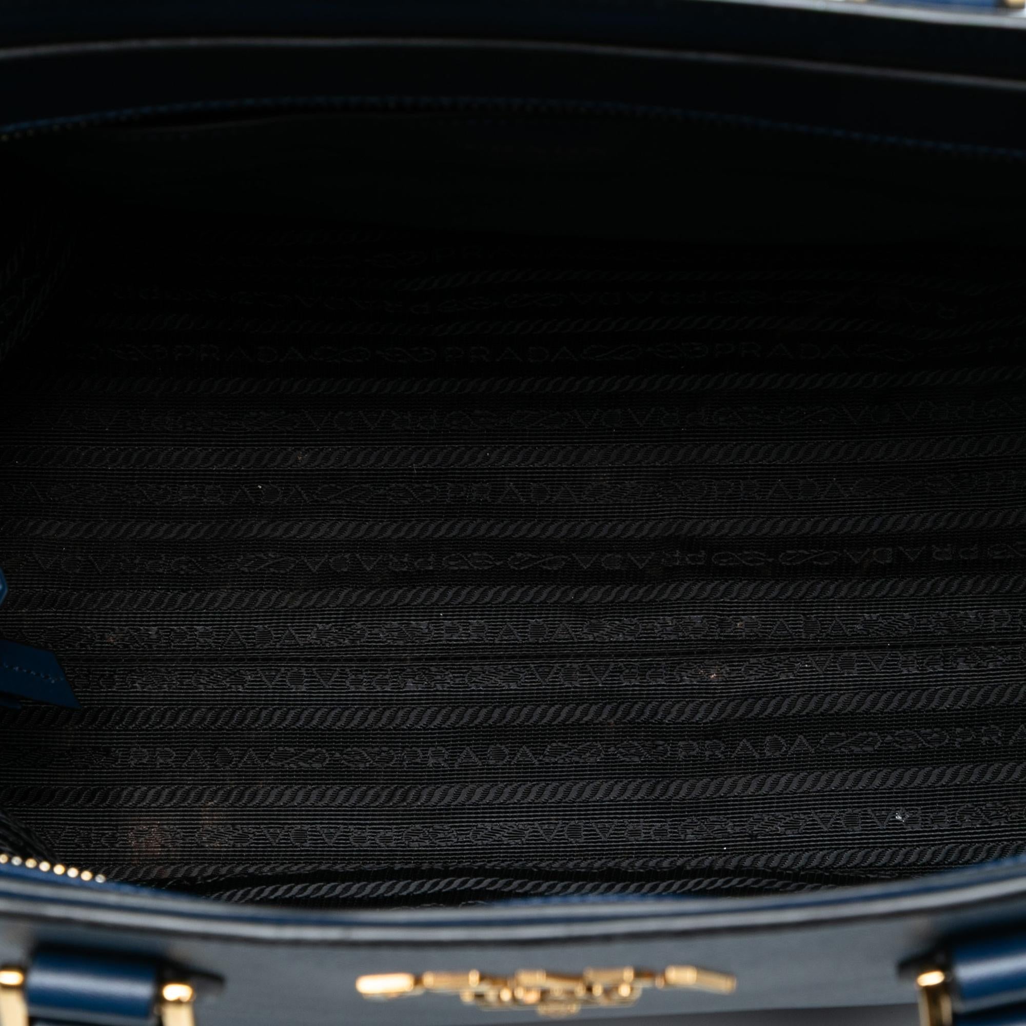 Prada Soft Calf Trimmed Saffiano Zippered Convertible Tote