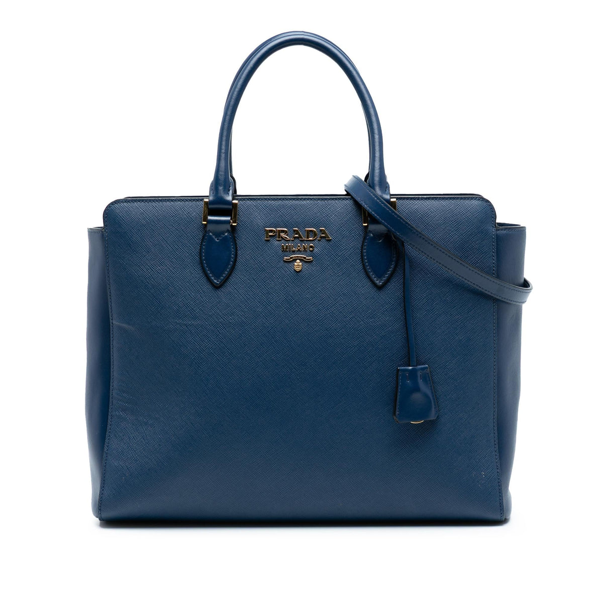 Prada Soft Calf Trimmed Saffiano Zippered Convertible Tote