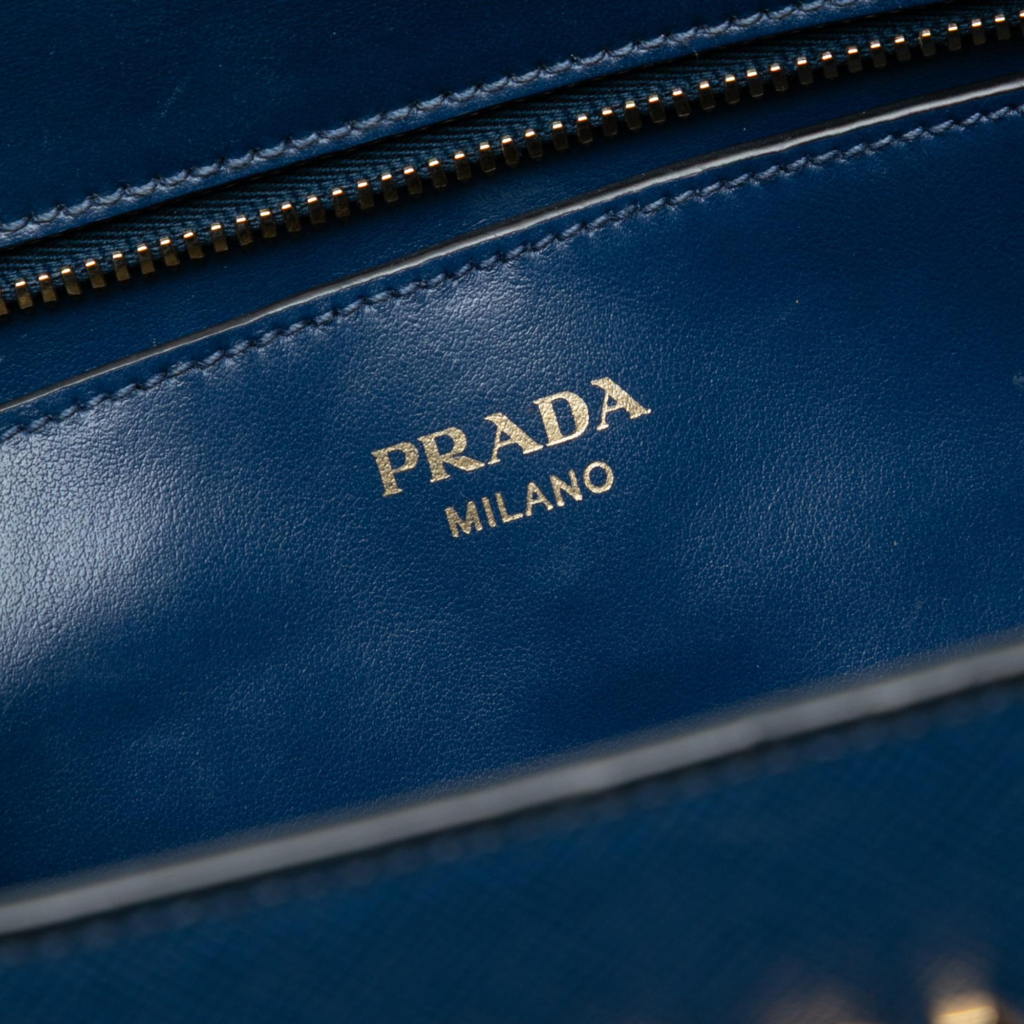 Prada Soft Calf Trimmed Saffiano Zippered Convertible Tote