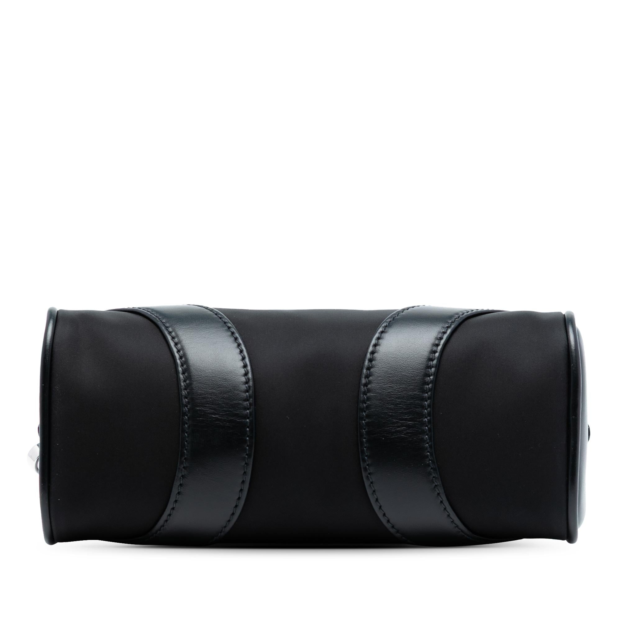 Prada Soft Calf Trimmed Tessuto Bowling Crossbody