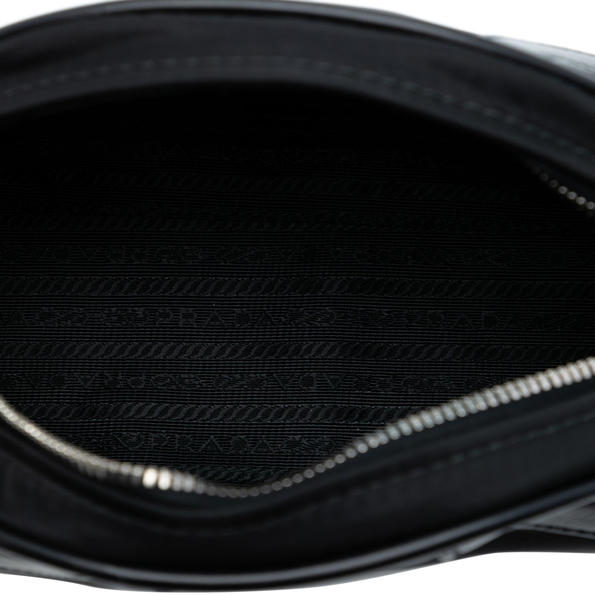 Prada Soft Calf Trimmed Tessuto Bowling Crossbody