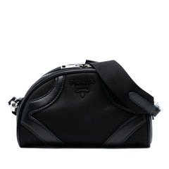 Prada Soft Calf Trimmed Tessuto Bowling Crossbody