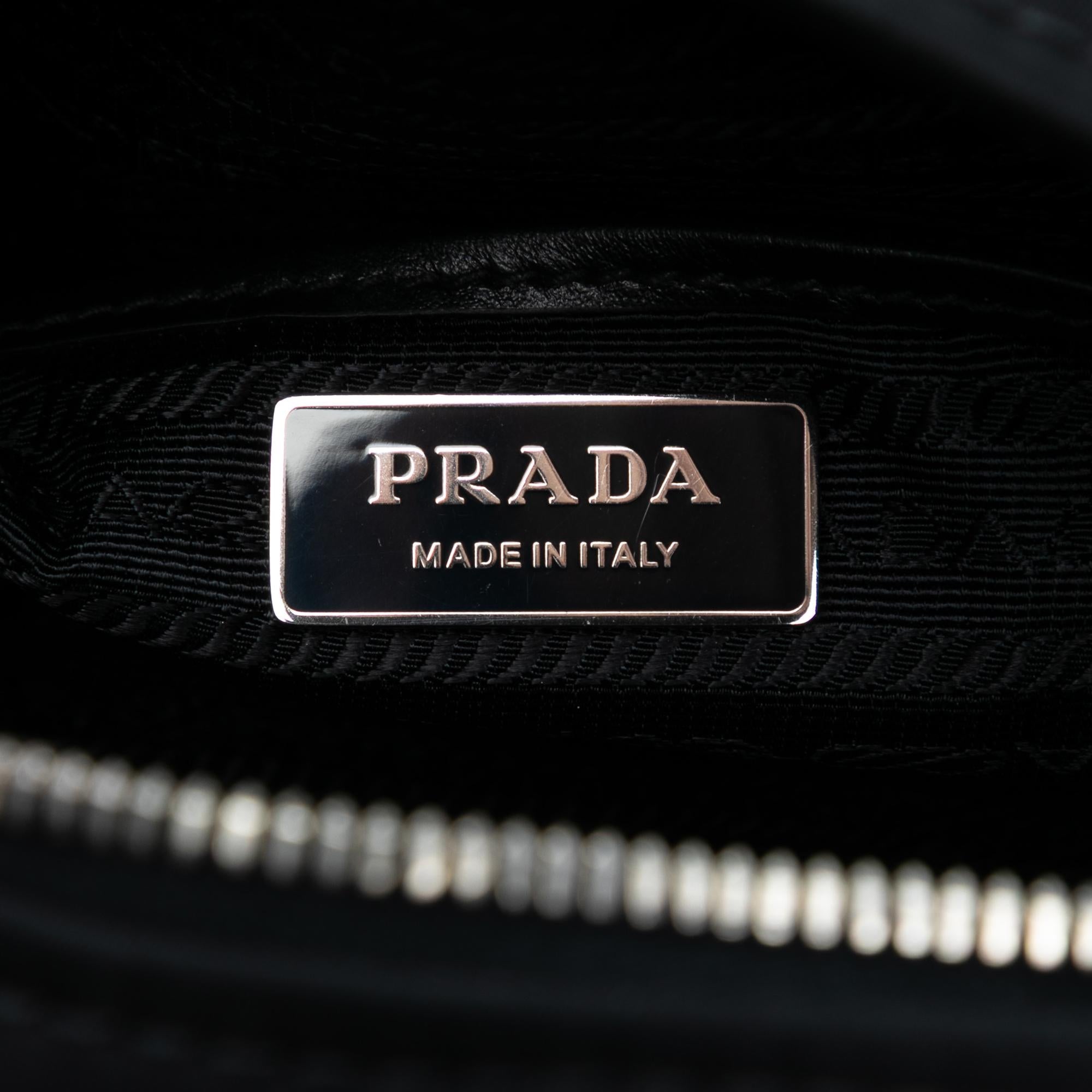 Prada Soft Calf Trimmed Tessuto Bowling Crossbody