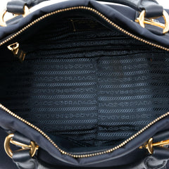 Prada Soft Calf Trimmed Tessuto Satchel