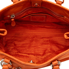 Prada Soft Calf Trimmed Tessuto Satchel