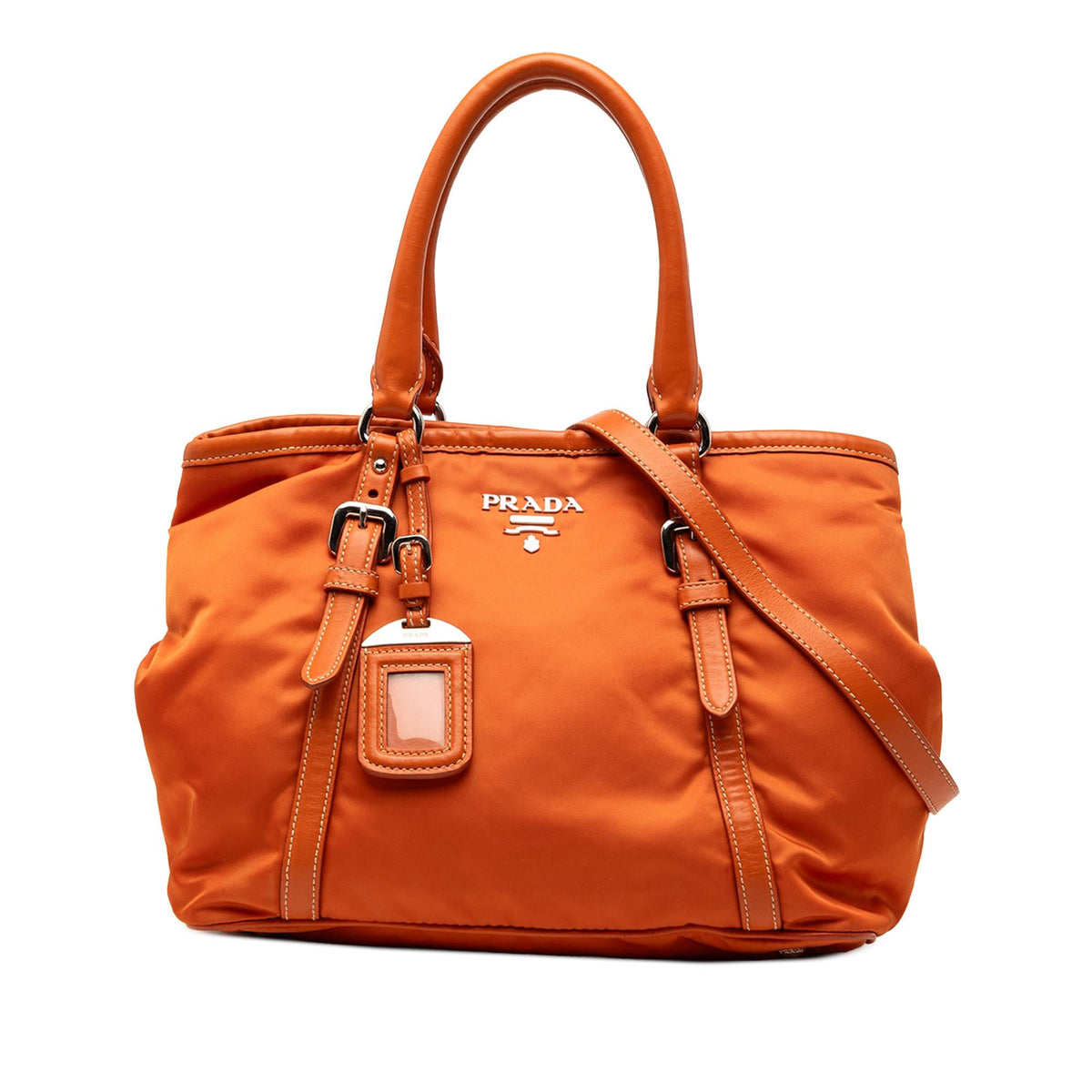 Prada Soft Calf Trimmed Tessuto Satchel