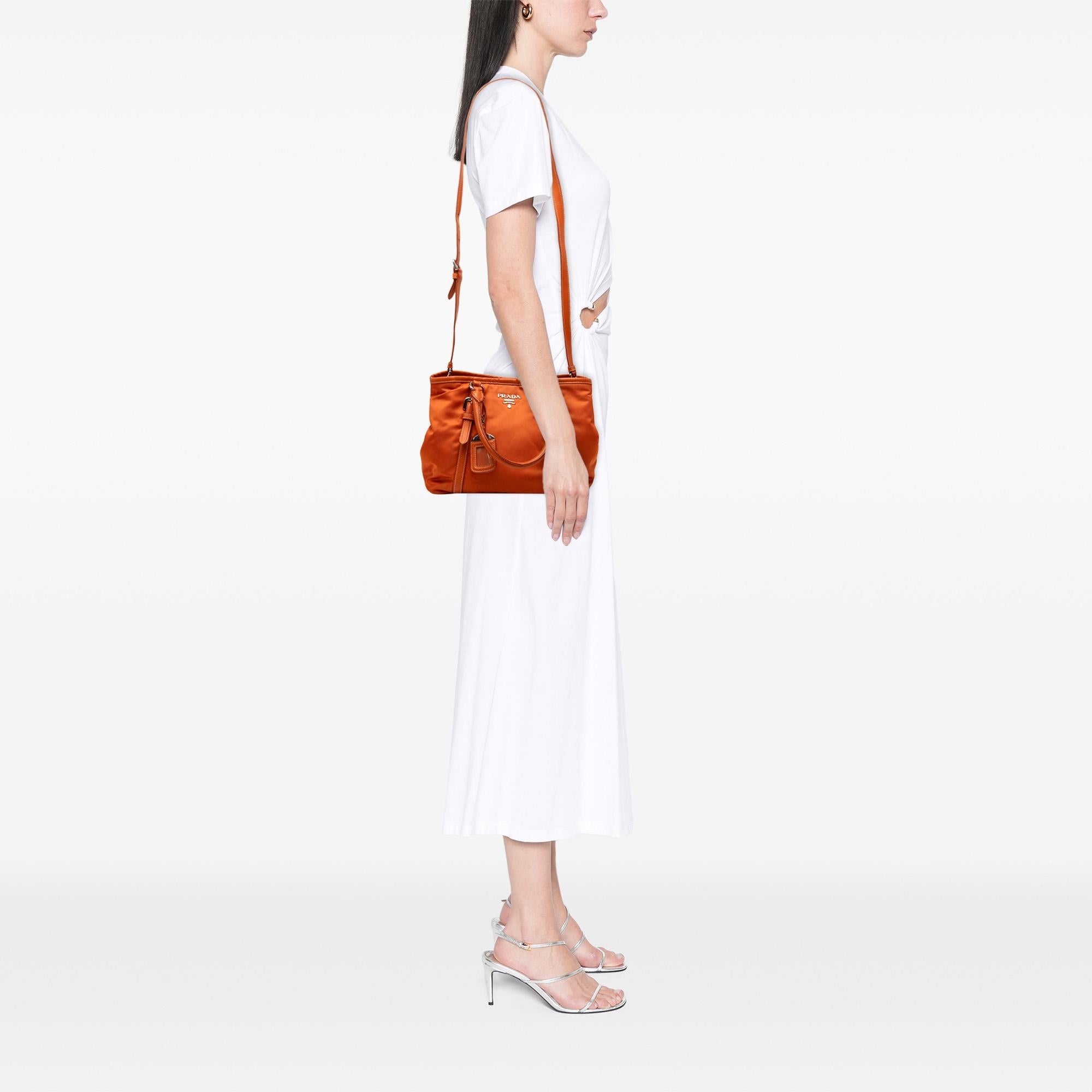 Prada Soft Calf Trimmed Tessuto Satchel